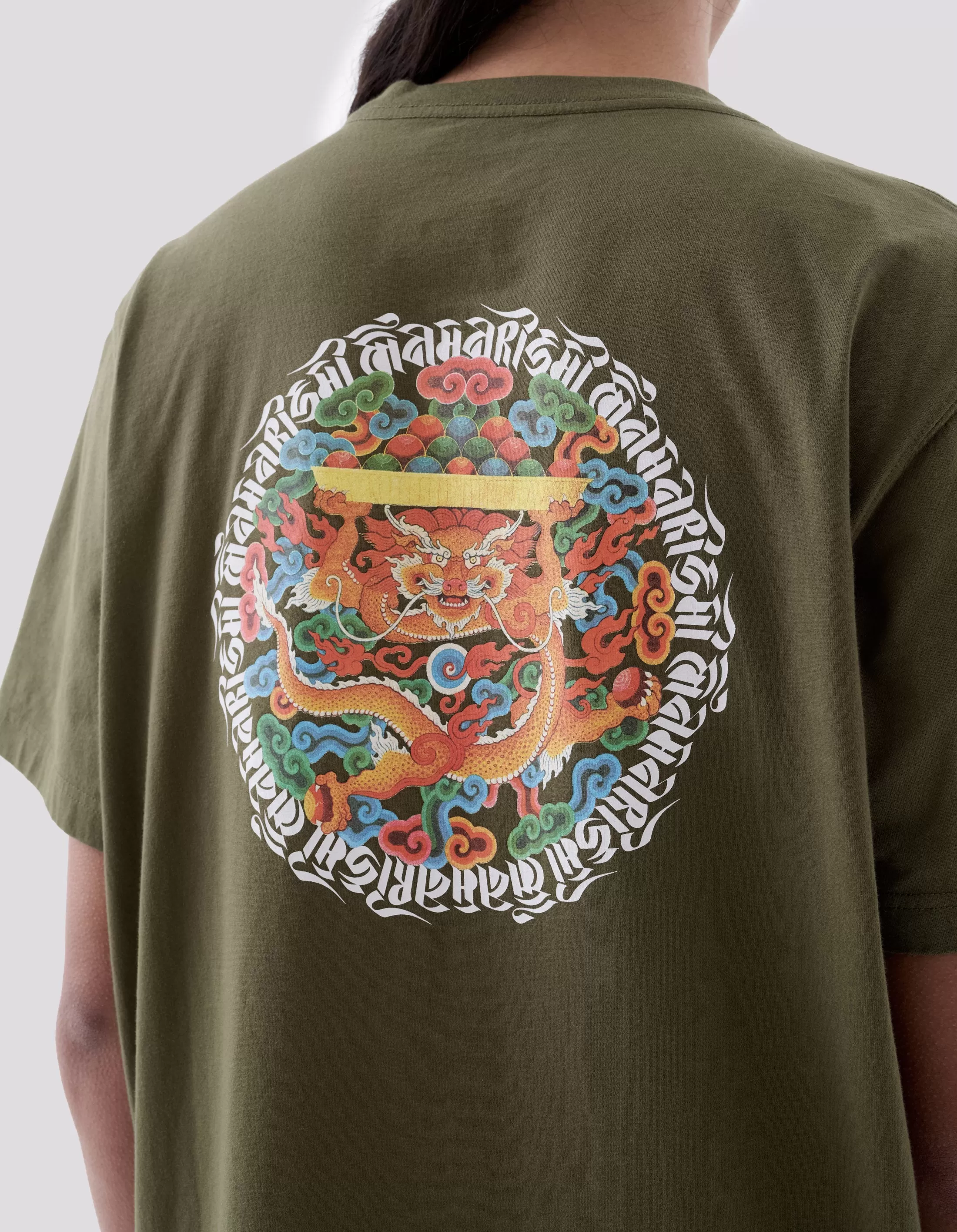 1261 Abundance Dragon Circle T-Shirt Olive