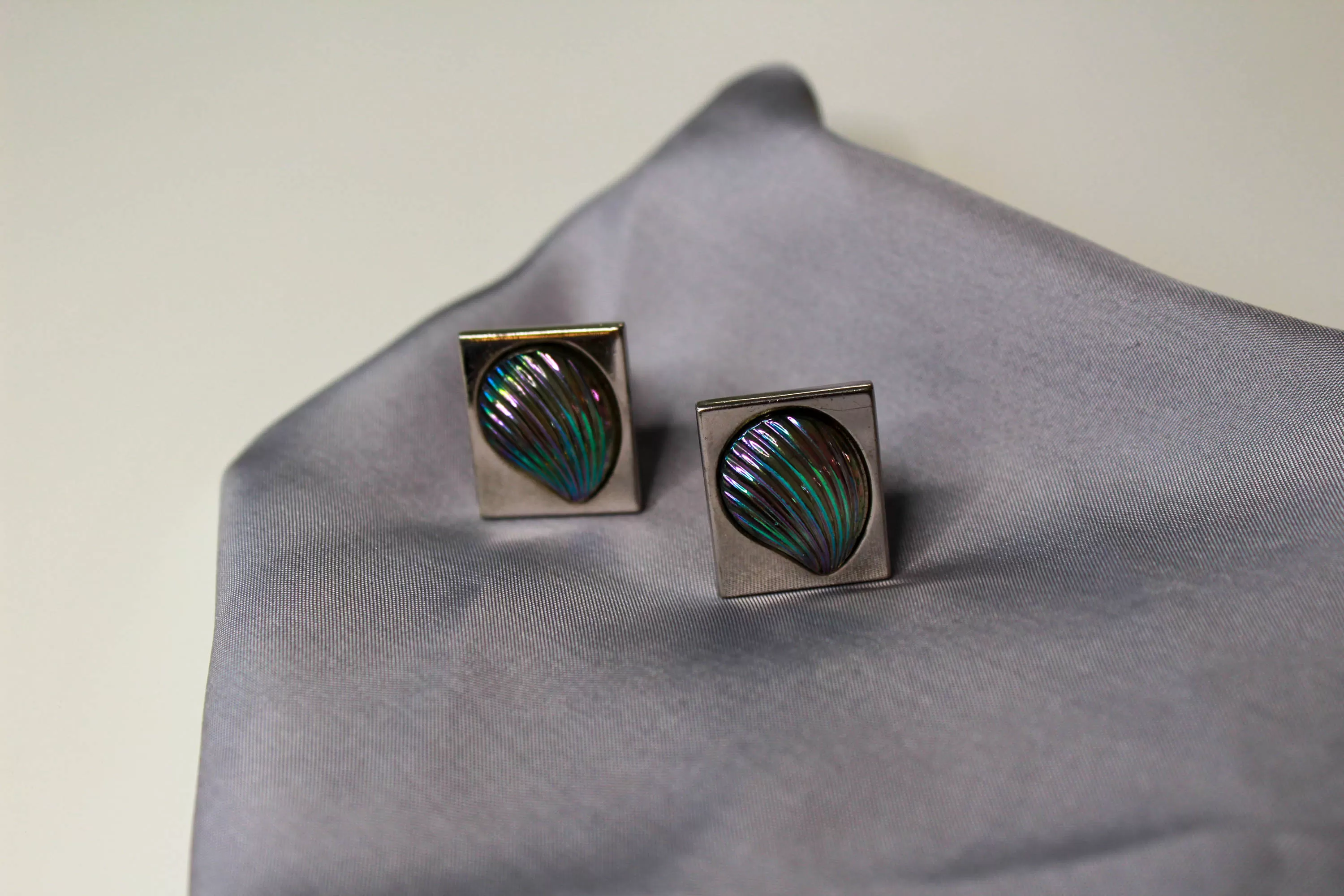 1970s Blue Shell Cufflinks