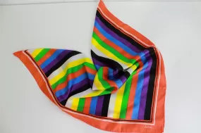 1970s Striped Silk Scarf, Bold Colours