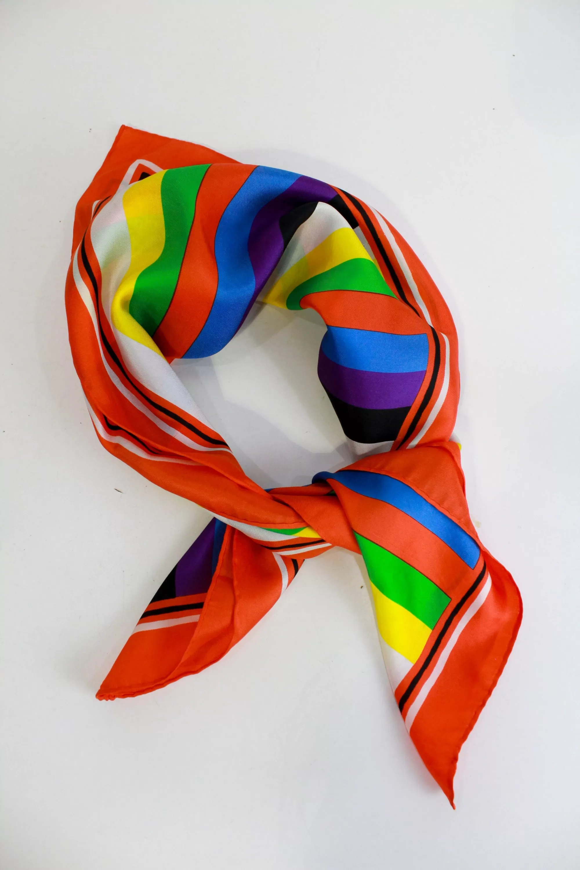 1970s Striped Silk Scarf, Bold Colours