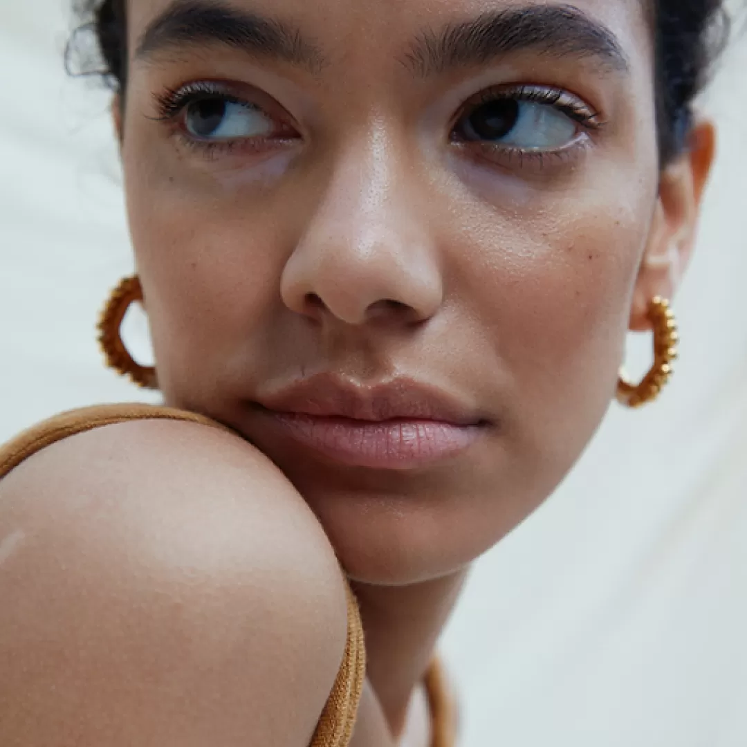 22K Gold Pebble Hoop Earrings