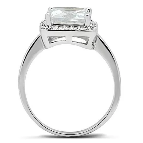 3W144 Rhodium Brass Ring with AAA Grade CZ in Clear