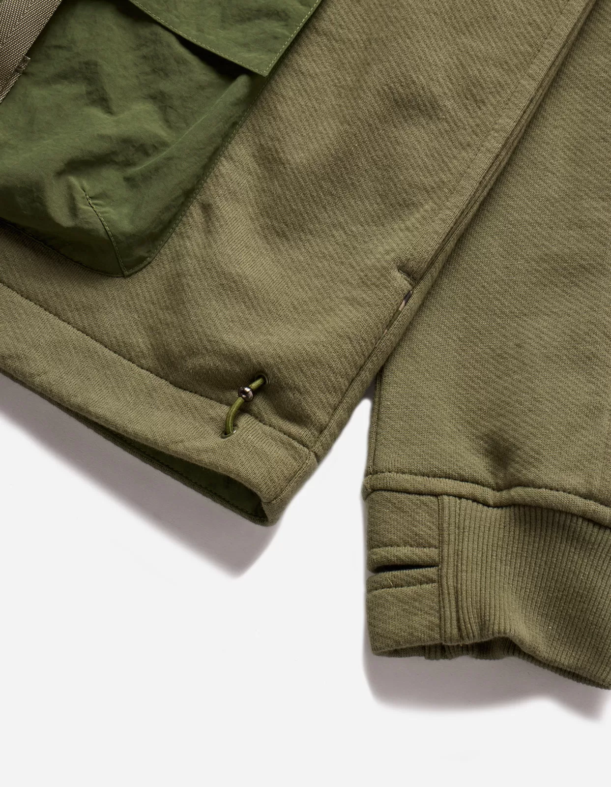 5043 Asym Articulated Hooded Sweat Olive OG-107F