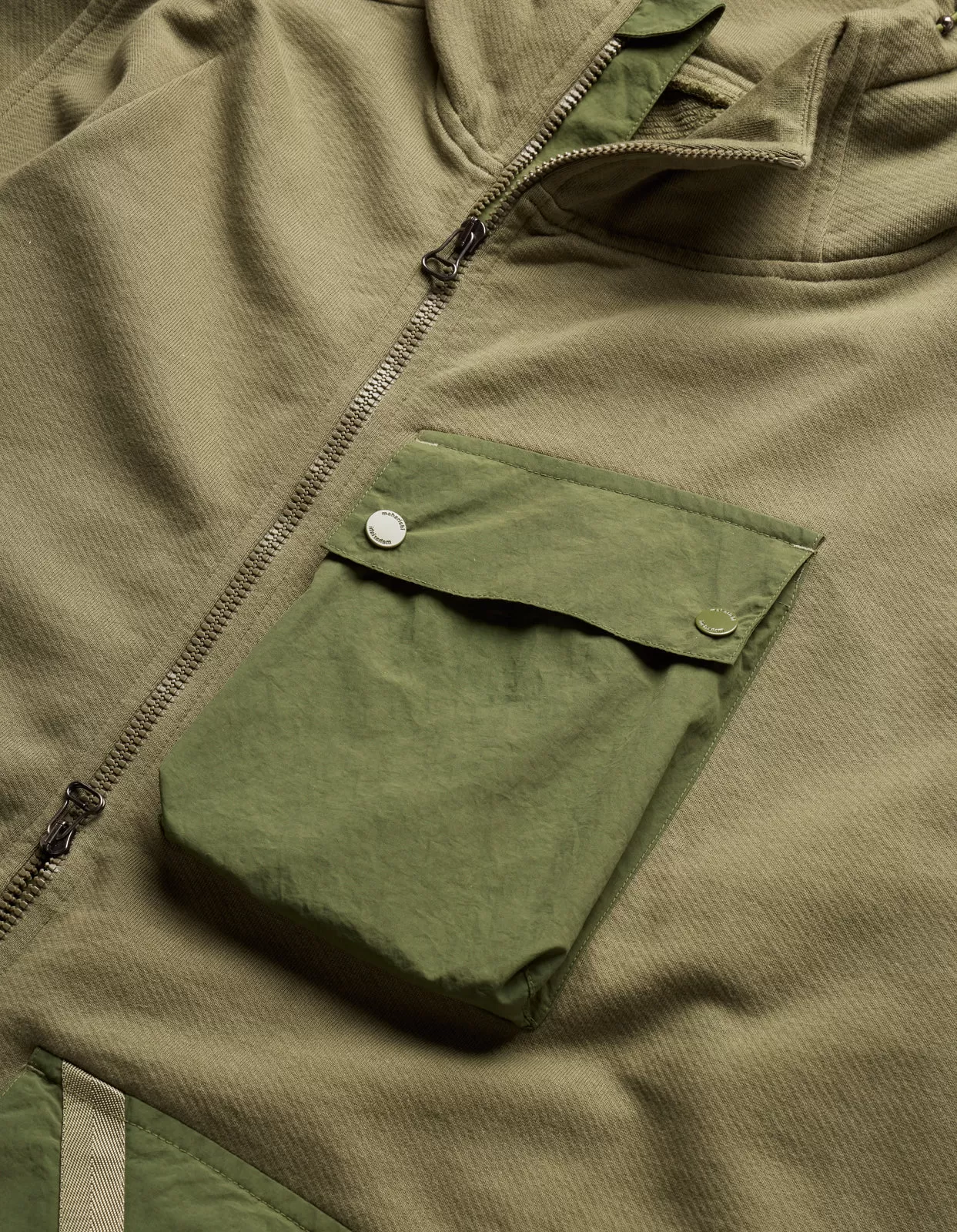 5043 Asym Articulated Hooded Sweat Olive OG-107F