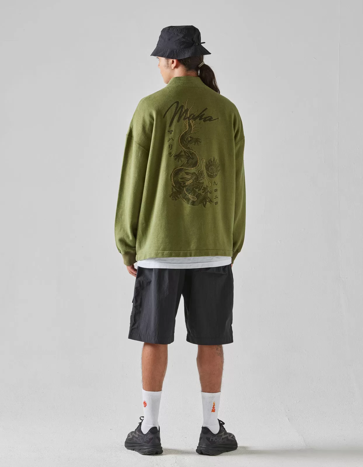 5060 Hemp Dragon Sweat Kimono Olive OG-107F