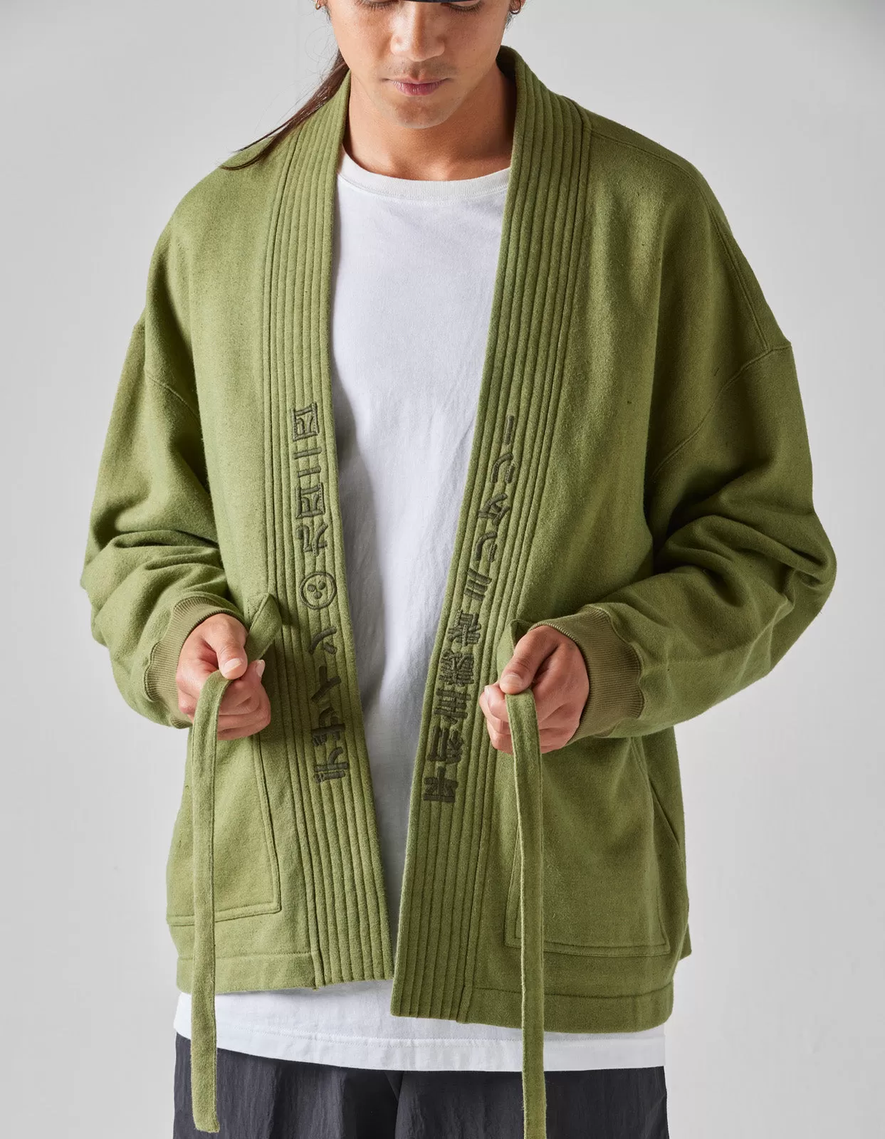 5060 Hemp Dragon Sweat Kimono Olive OG-107F