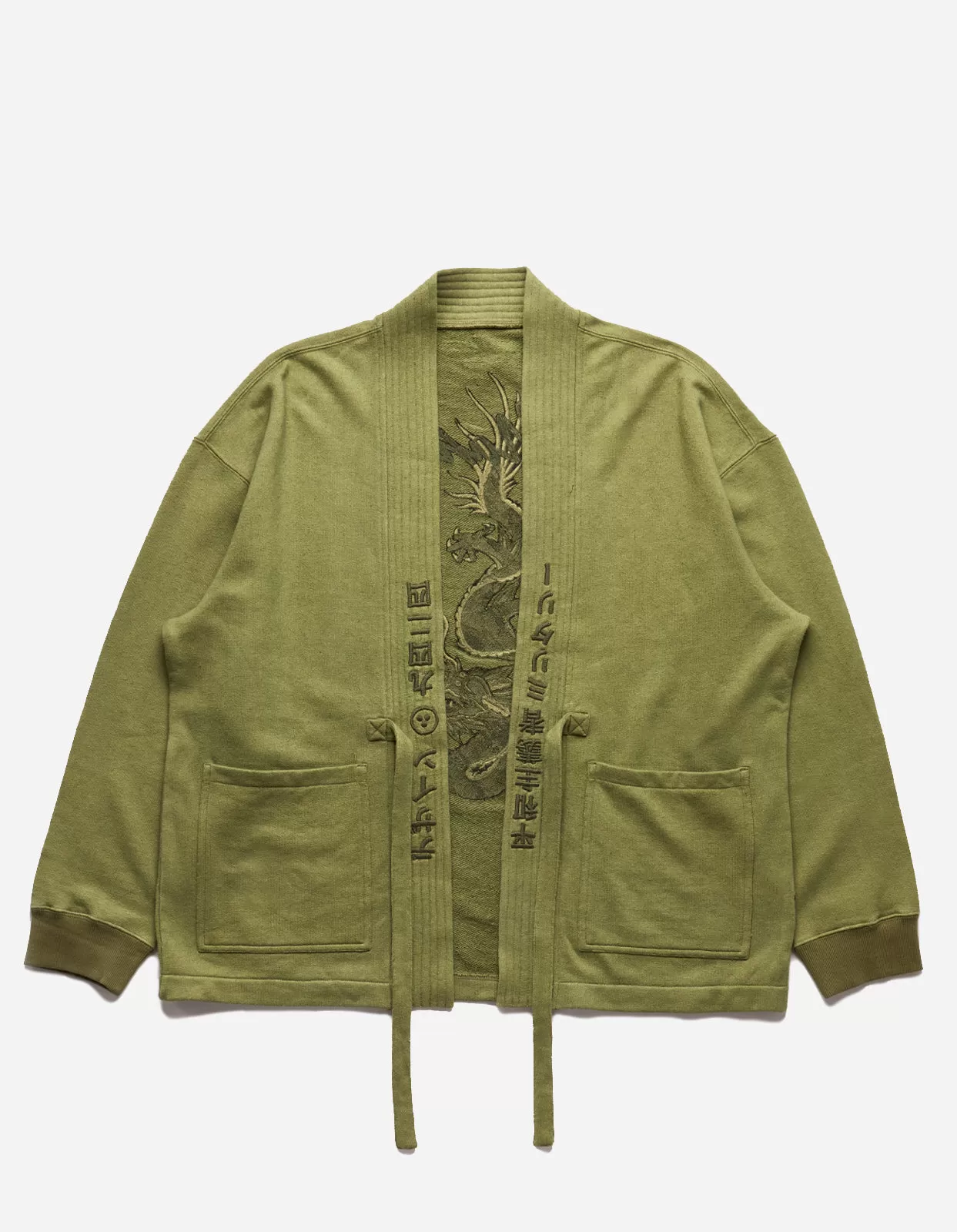 5060 Hemp Dragon Sweat Kimono Olive OG-107F