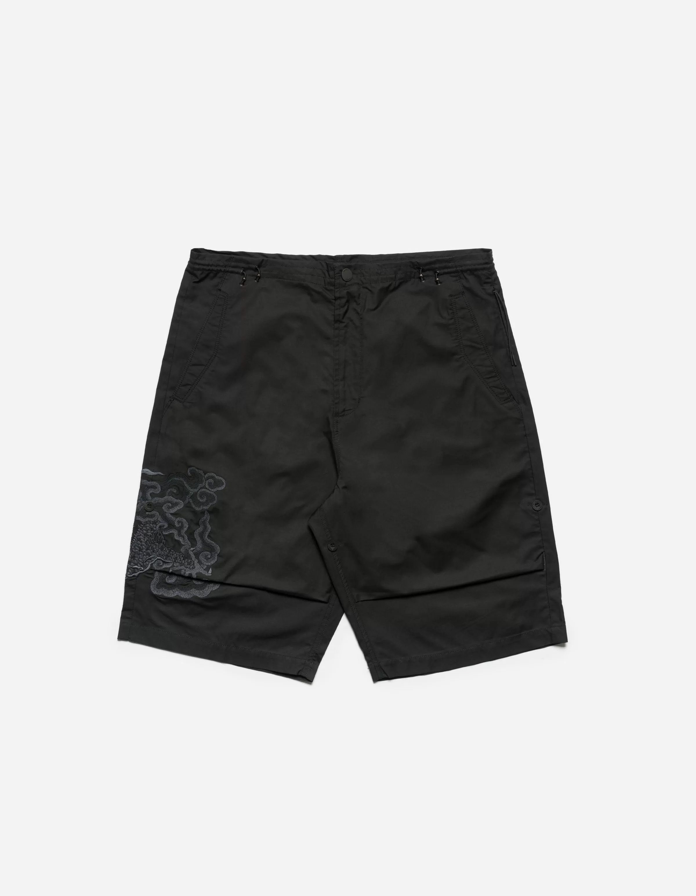 5128 Cloud Dragon Embroidered Snoshorts Black