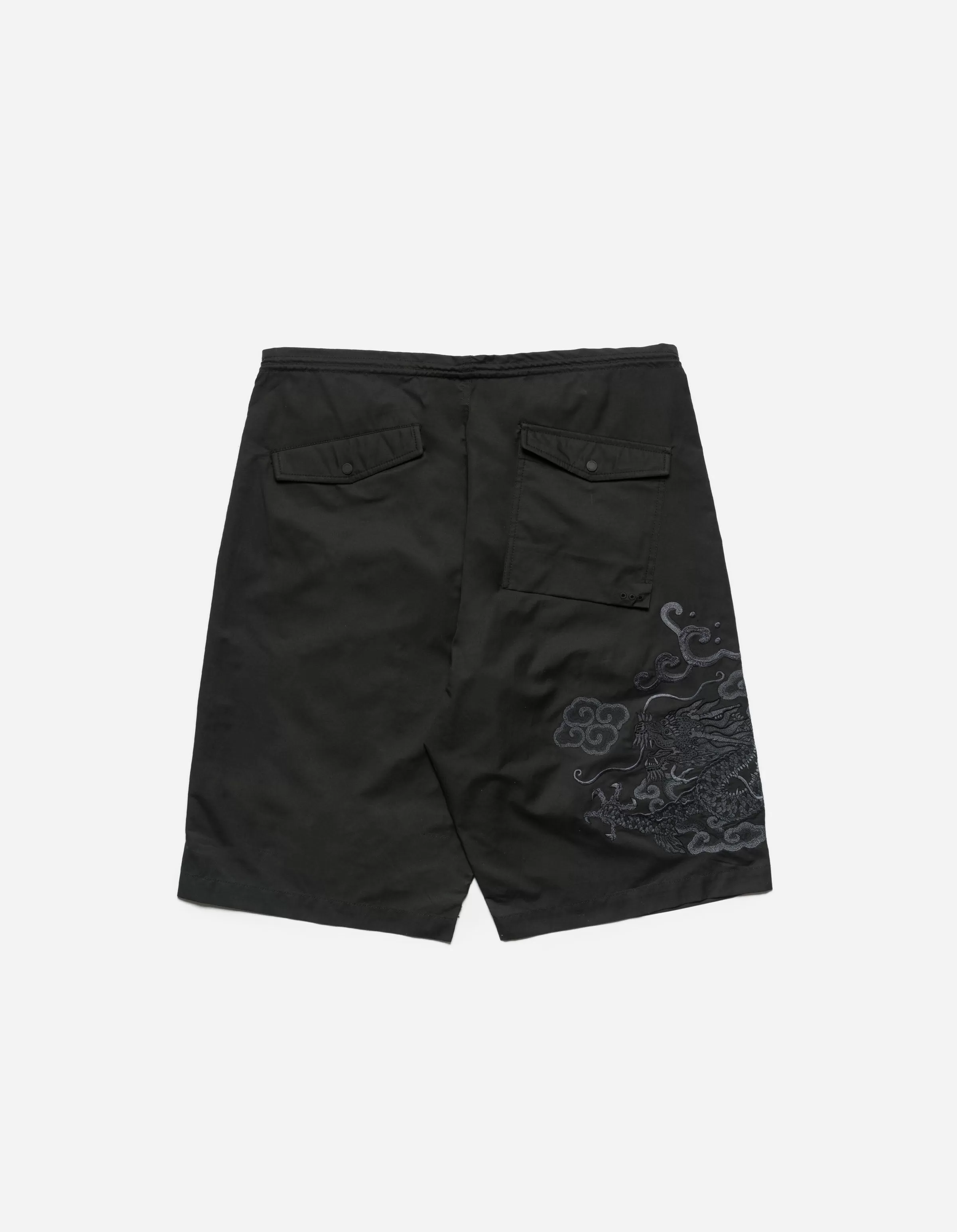 5128 Cloud Dragon Embroidered Snoshorts Black