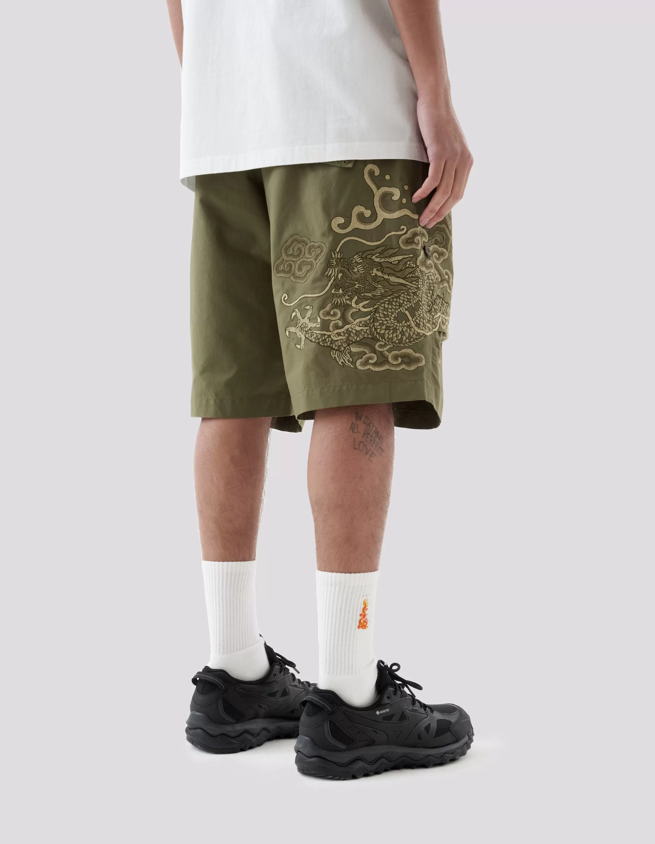 5128 Cloud Dragon Embroidered Snoshorts Olive OG-107F