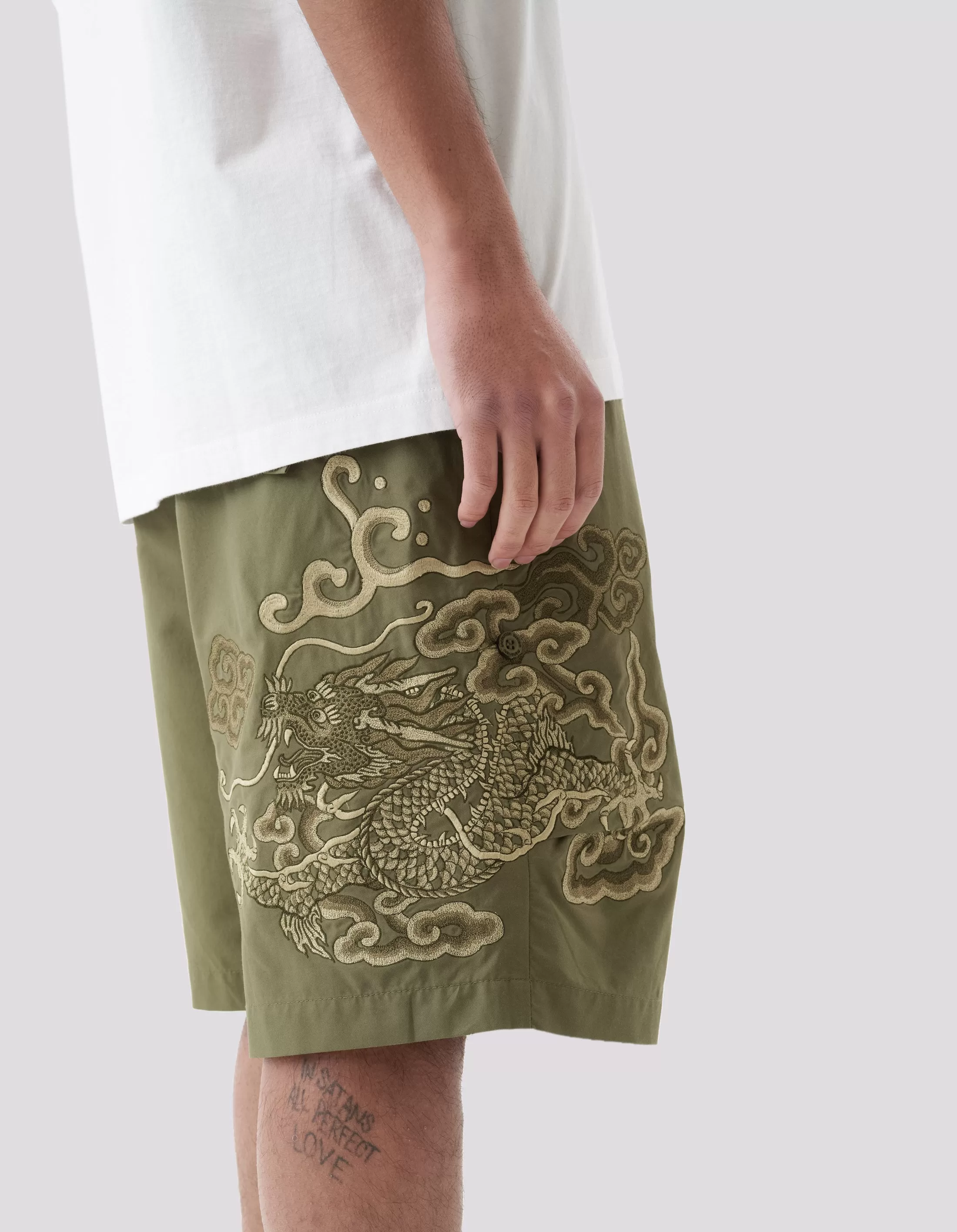 5128 Cloud Dragon Embroidered Snoshorts Olive OG-107F