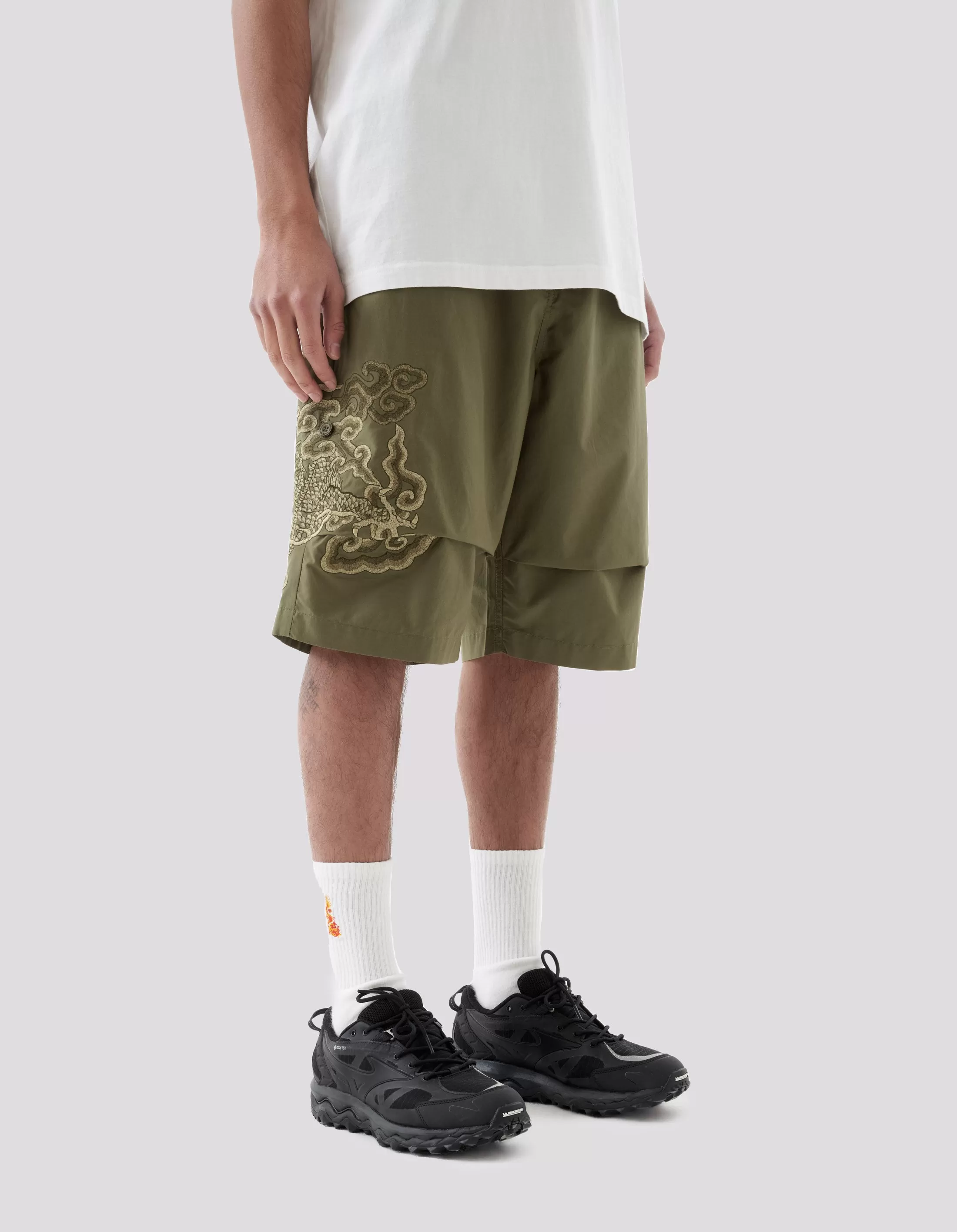 5128 Cloud Dragon Embroidered Snoshorts Olive OG-107F