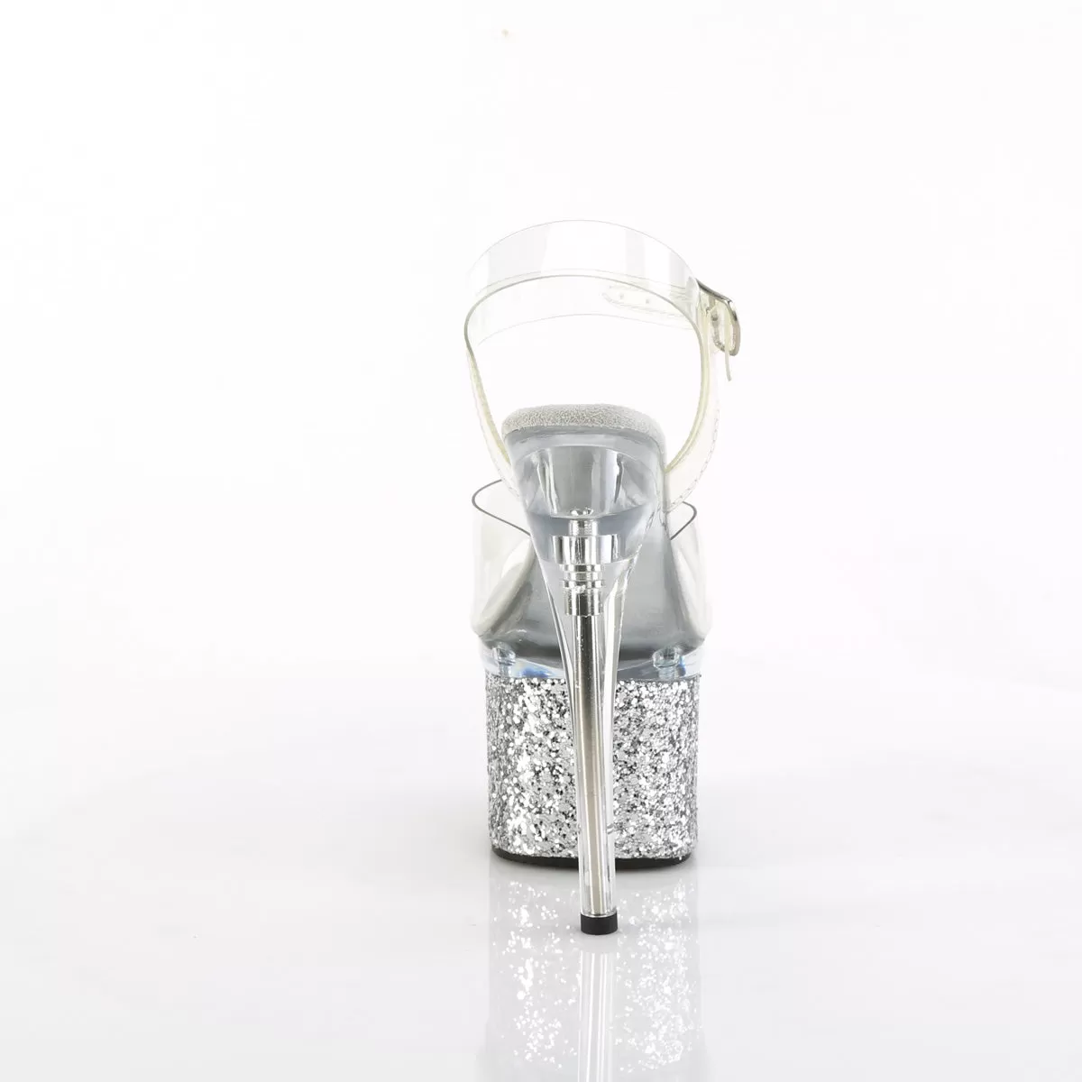 7 Inch Heel ESTEEM-708LG Clear Silver Glitter