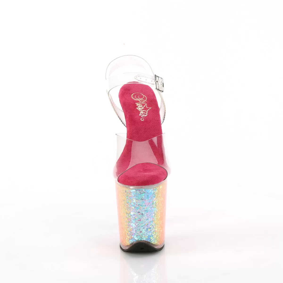 8 Inch Heel FLAMINGO-808RG-02 Rainbow Confetti Glitter