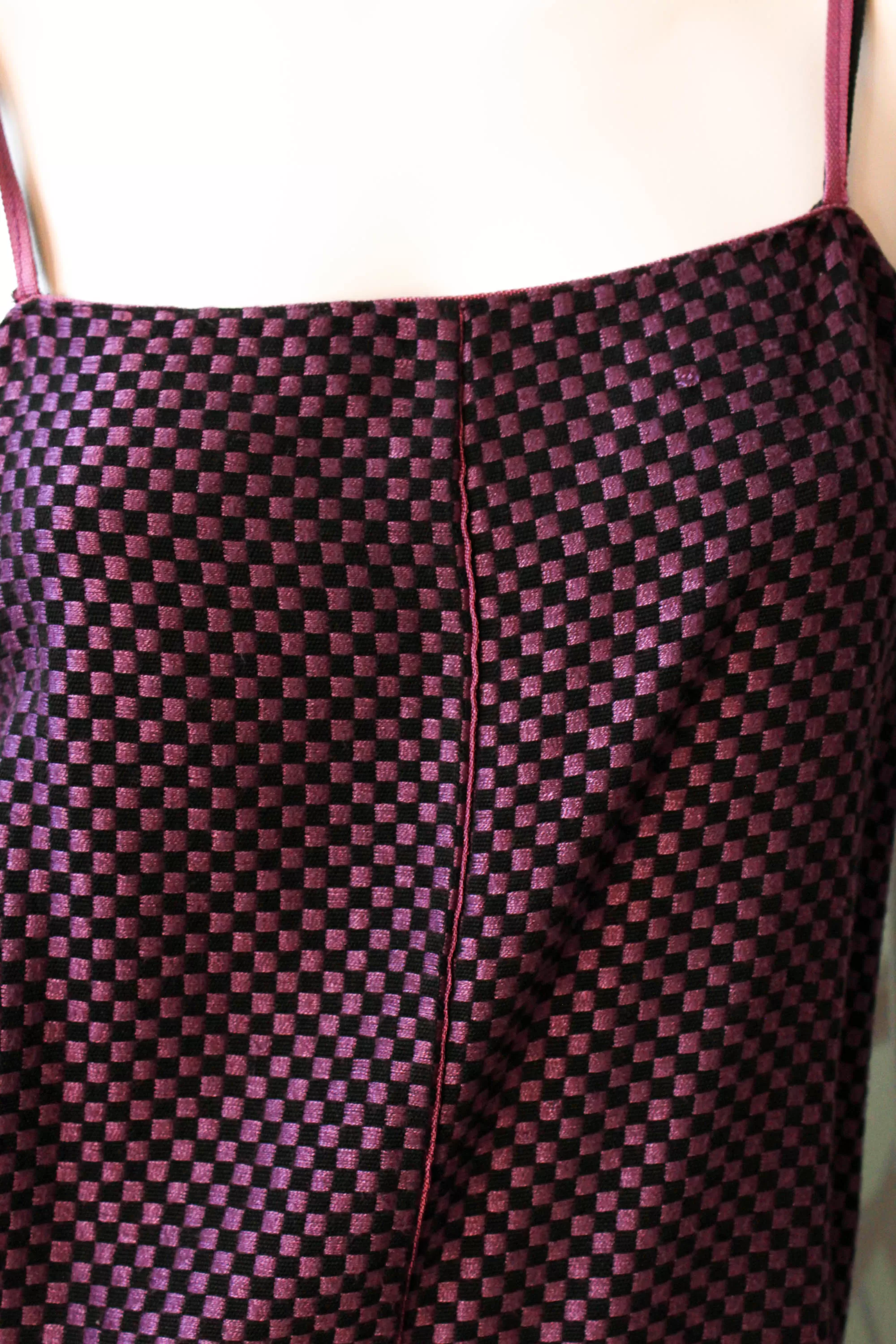 80s Callaghan Tank Top, Purple and Black Checkered, Small