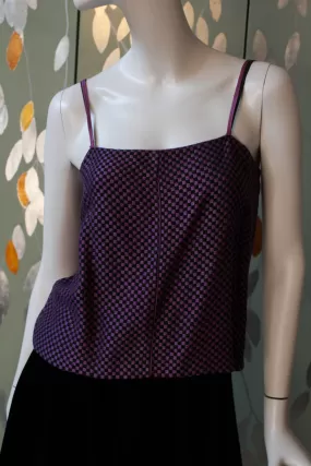 80s Callaghan Tank Top, Purple and Black Checkered, Small