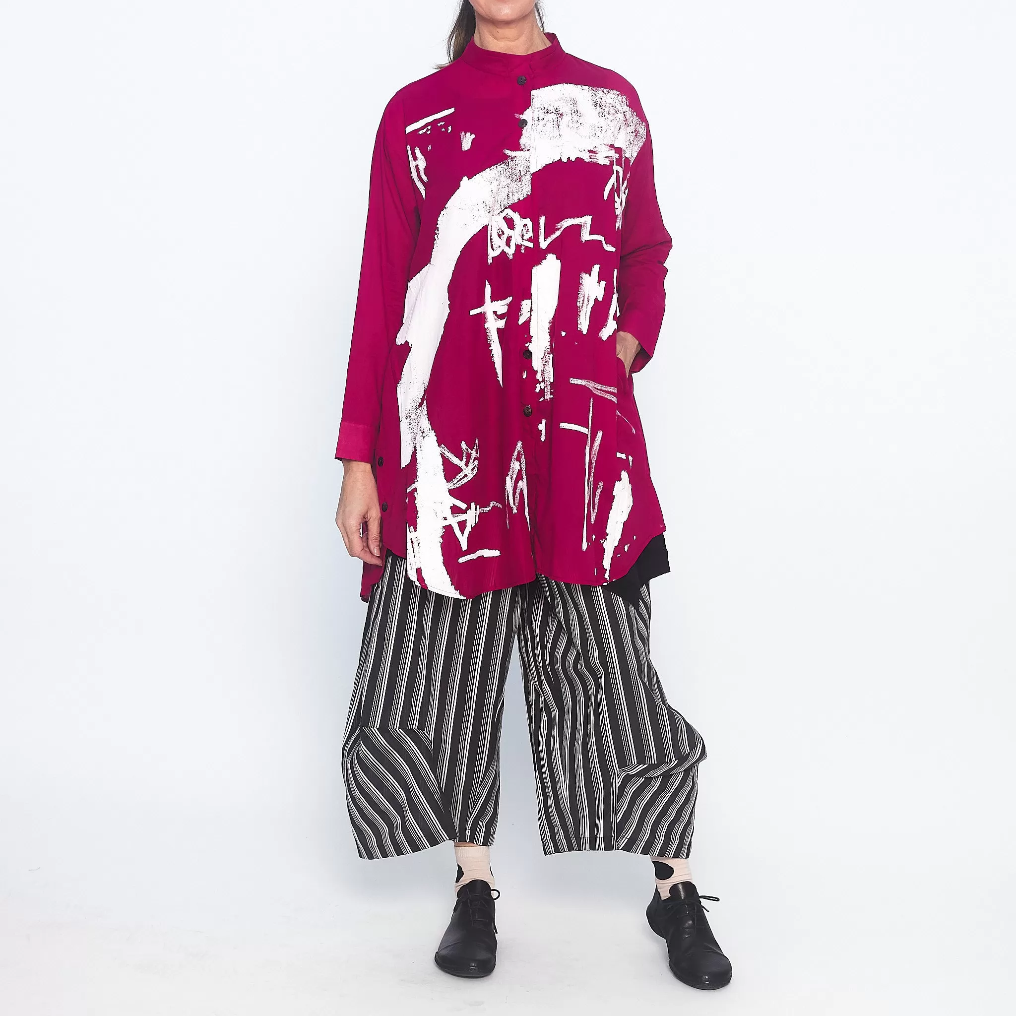 Abstract Print Shirt in Cerise