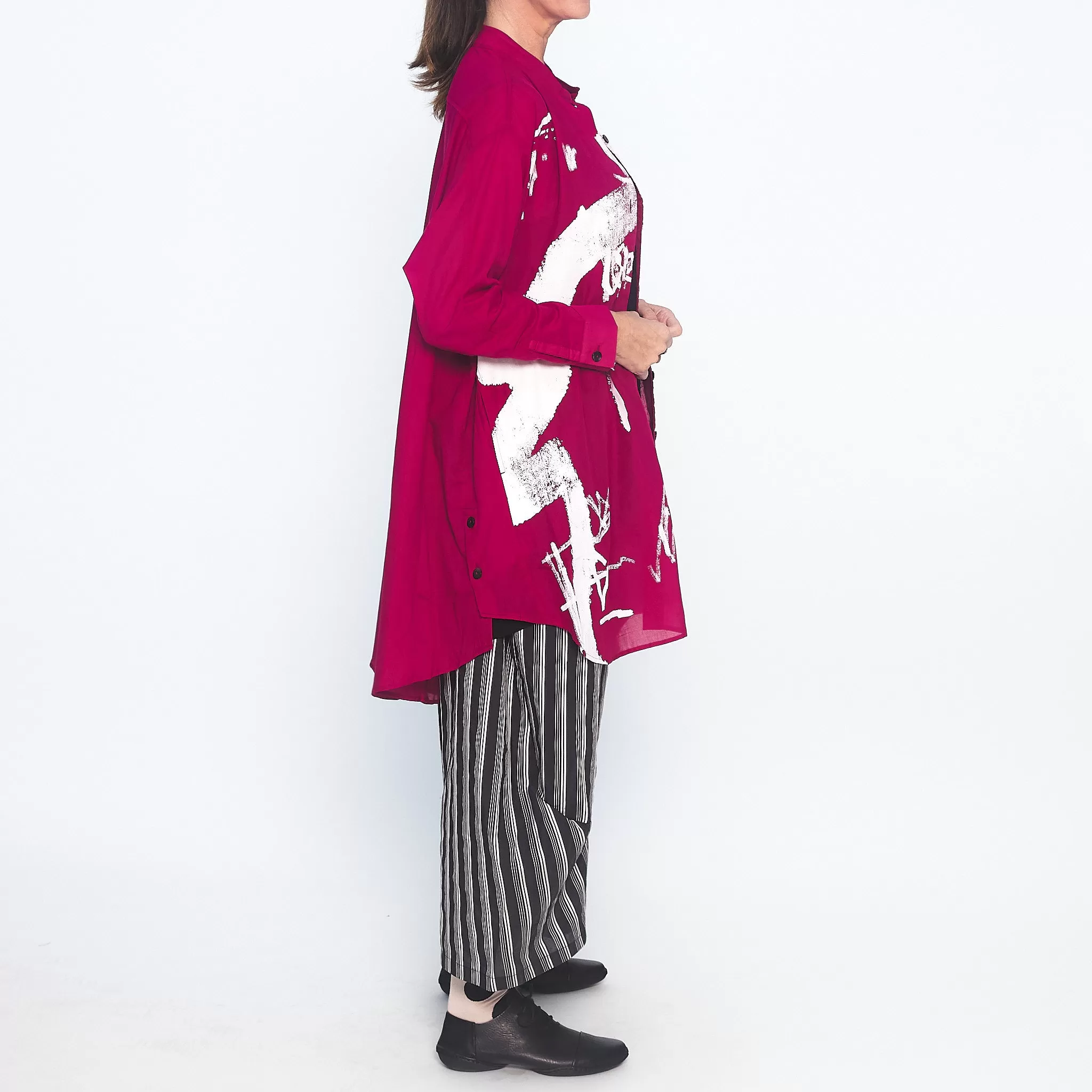 Abstract Print Shirt in Cerise