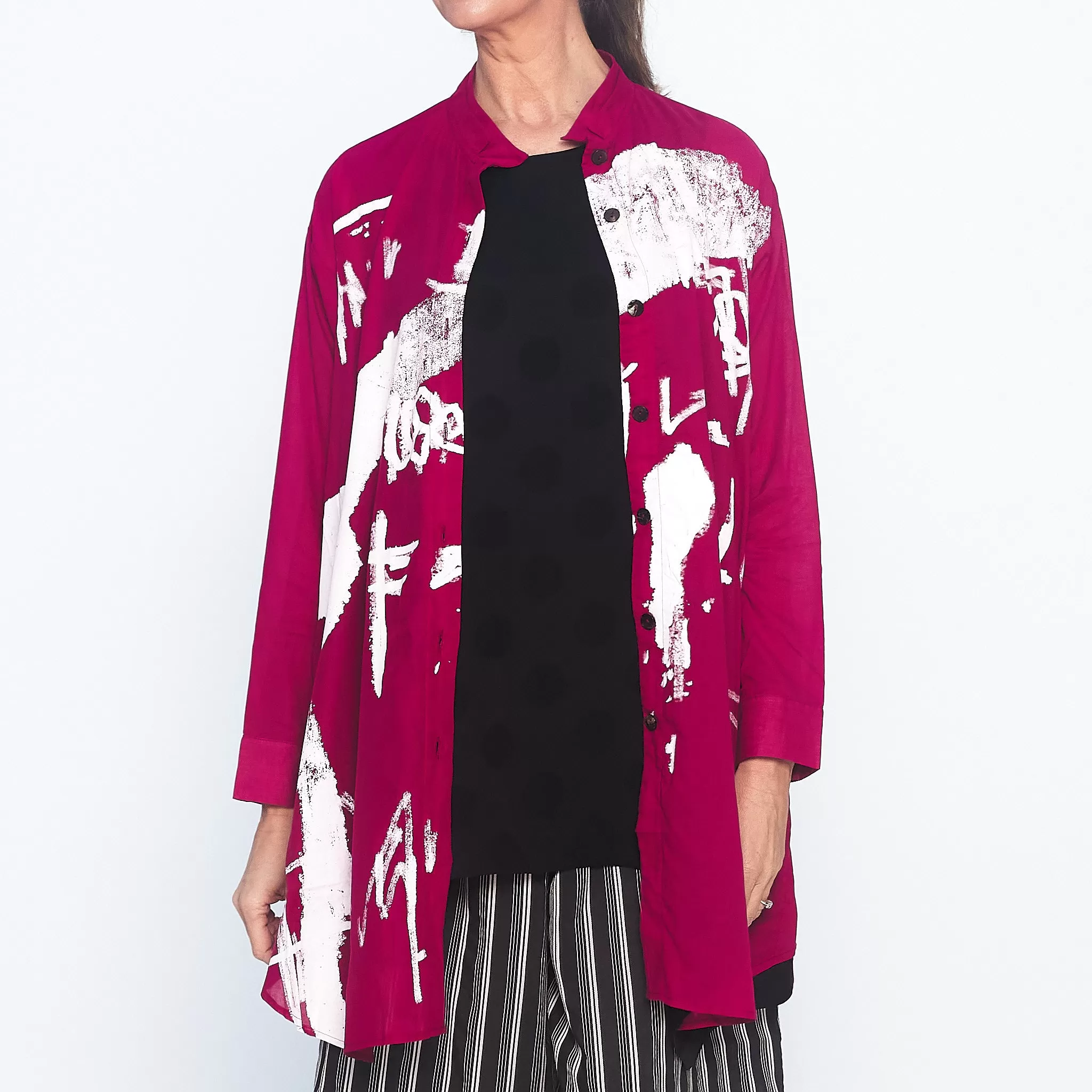 Abstract Print Shirt in Cerise