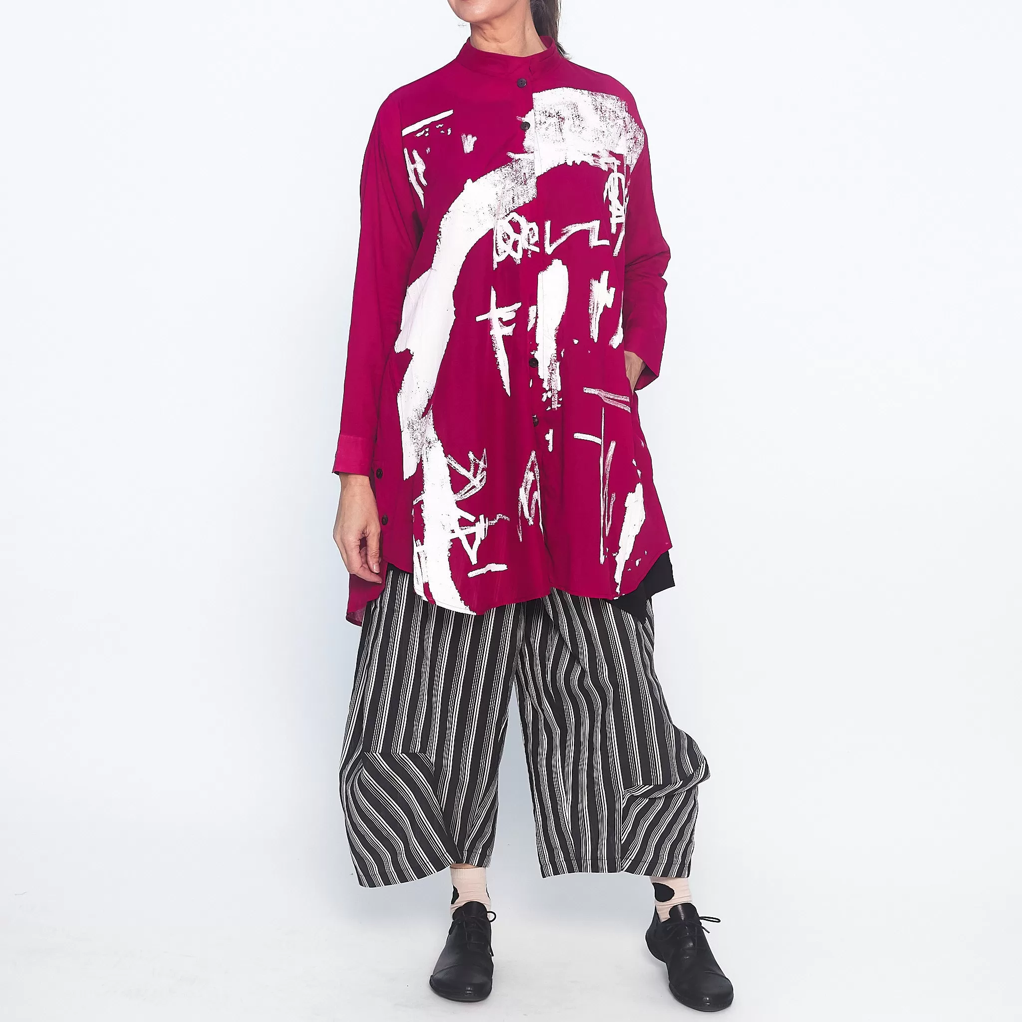 Abstract Print Shirt in Cerise