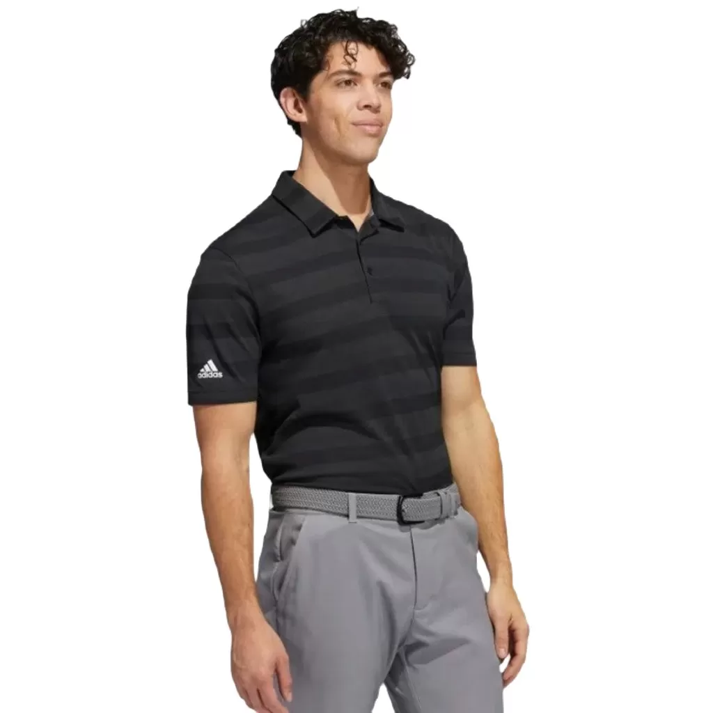 Adidas Two-Color Striped Polo Shirt - Black