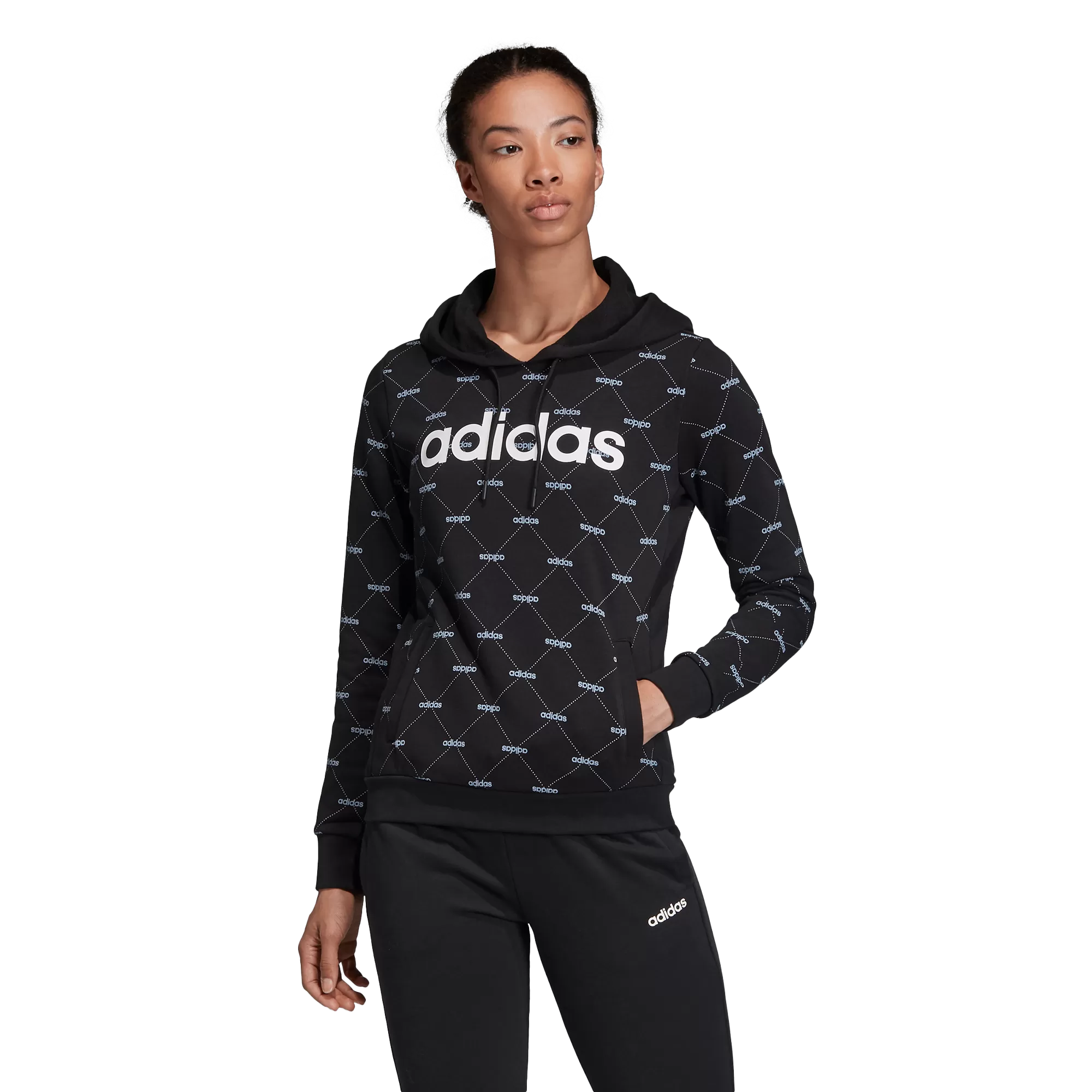 Adidas Womens Linear Graphic Hoody- Black