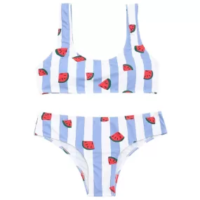 Adorable Watermelon Striped Bikini Set