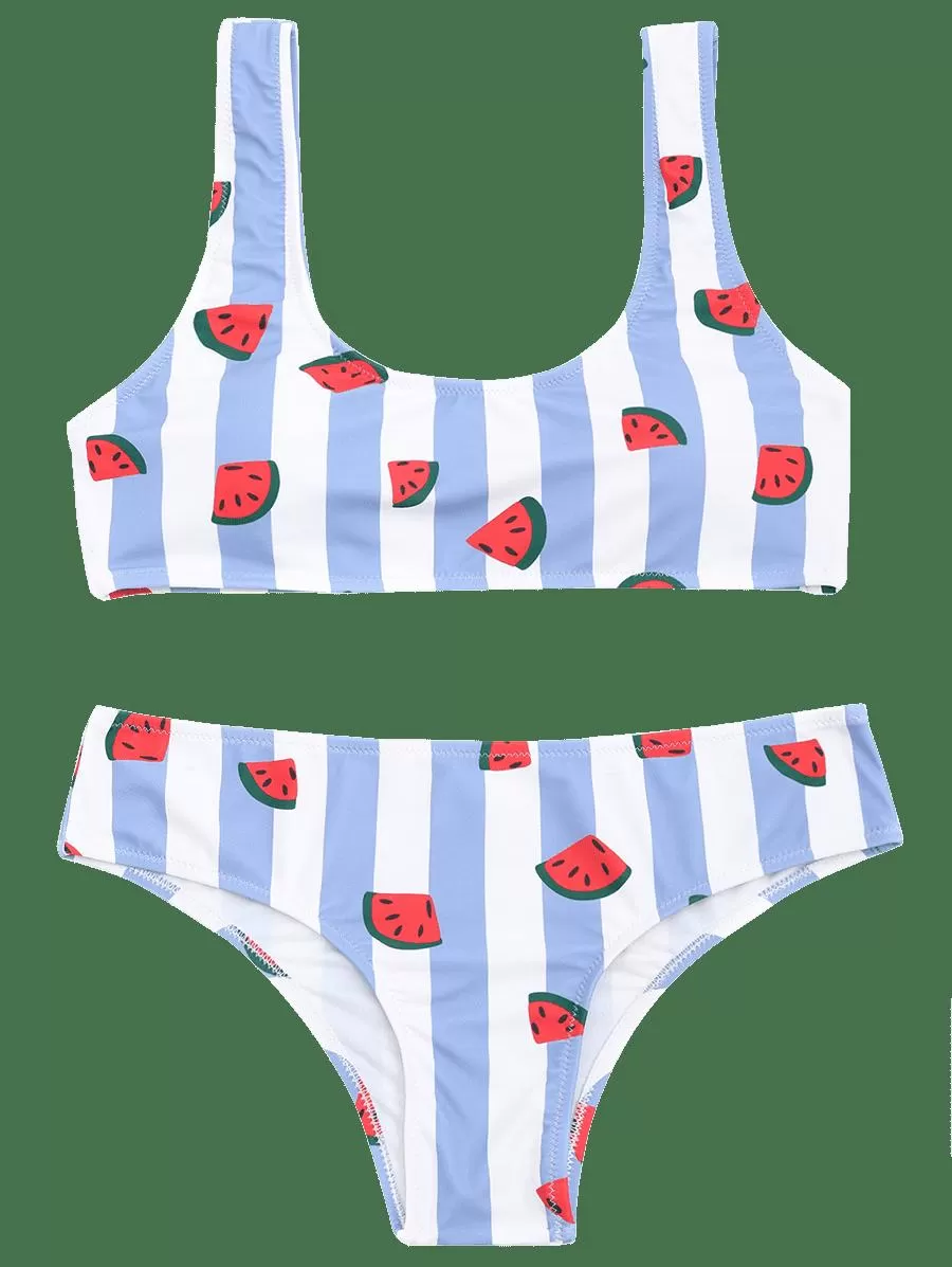 Adorable Watermelon Striped Bikini Set