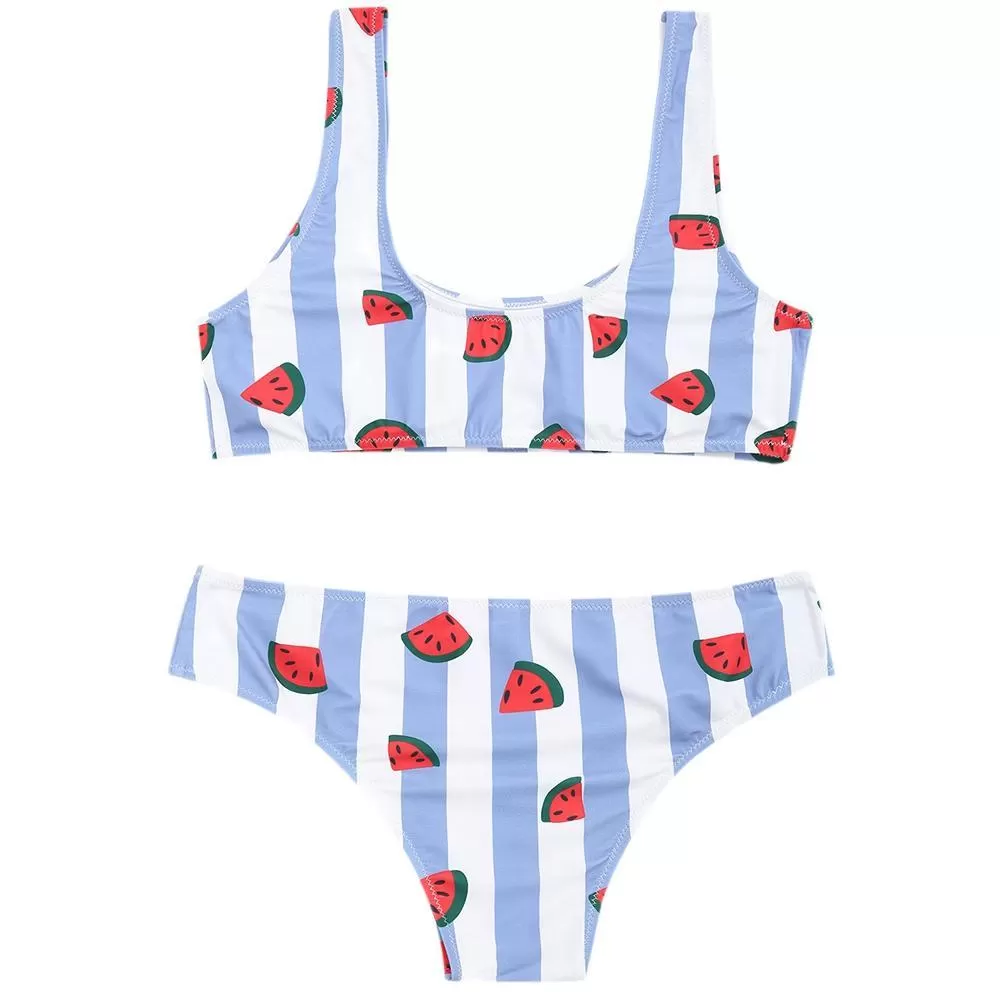 Adorable Watermelon Striped Bikini Set