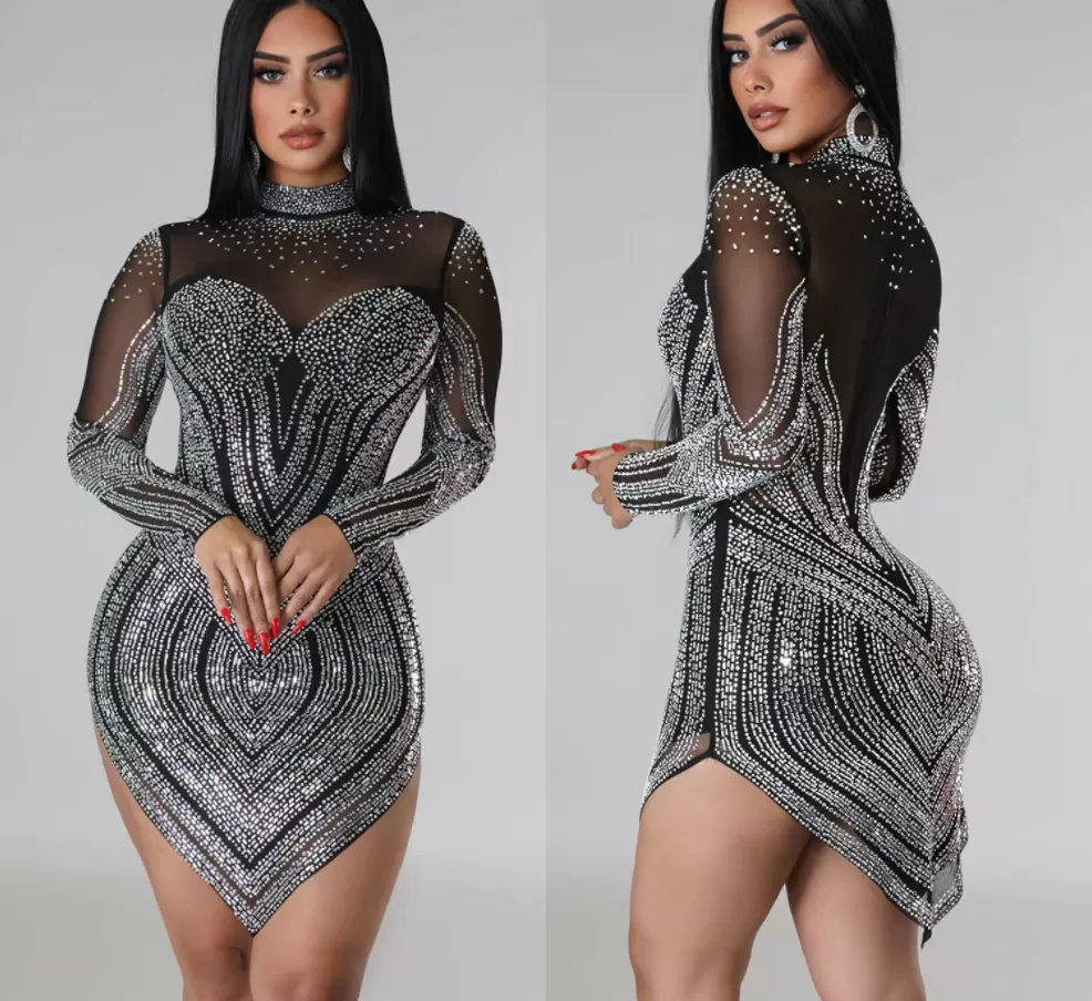 Anaya Mesh Rhinestone Dress