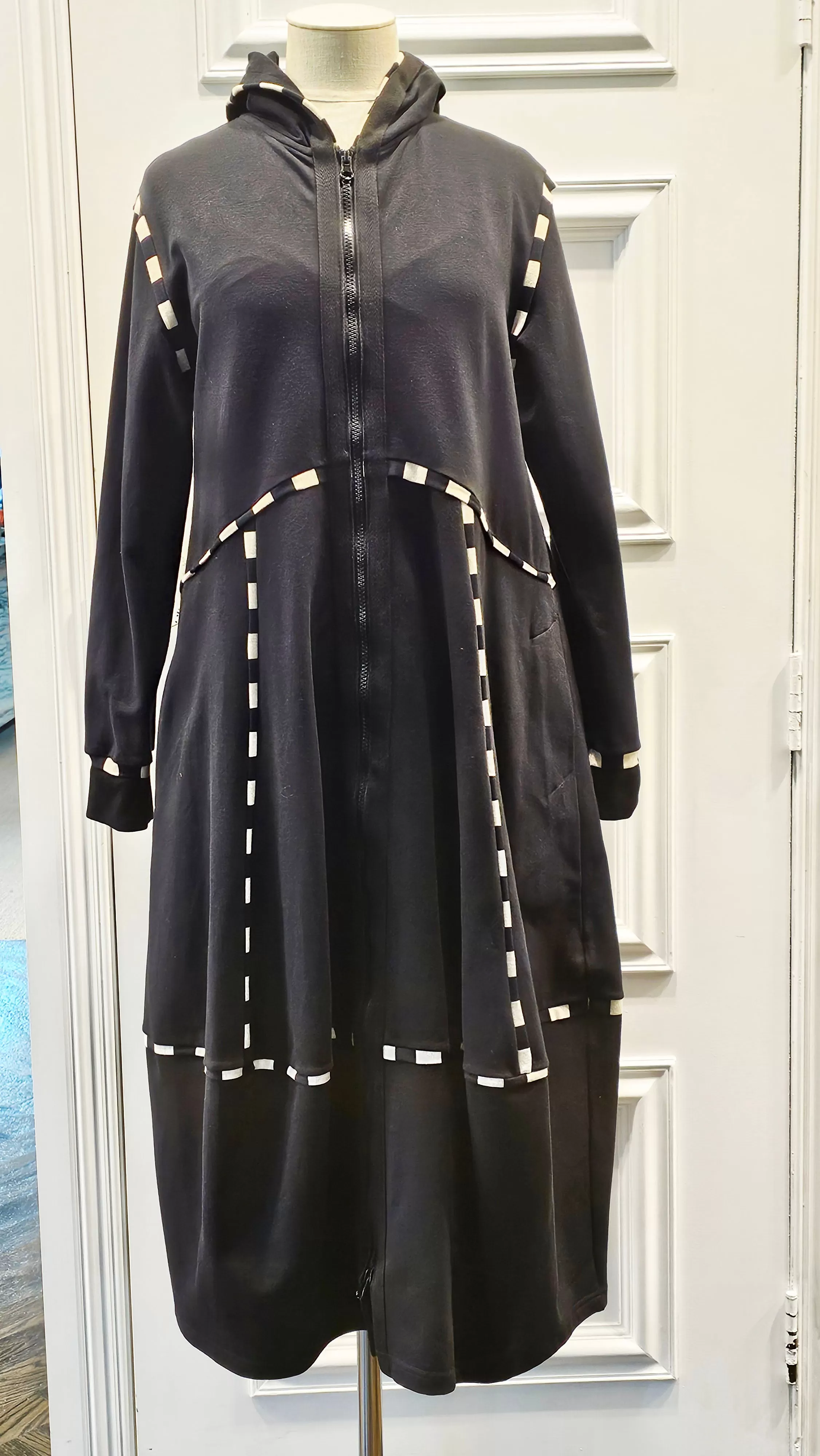 Archer Black Coat with Stripe