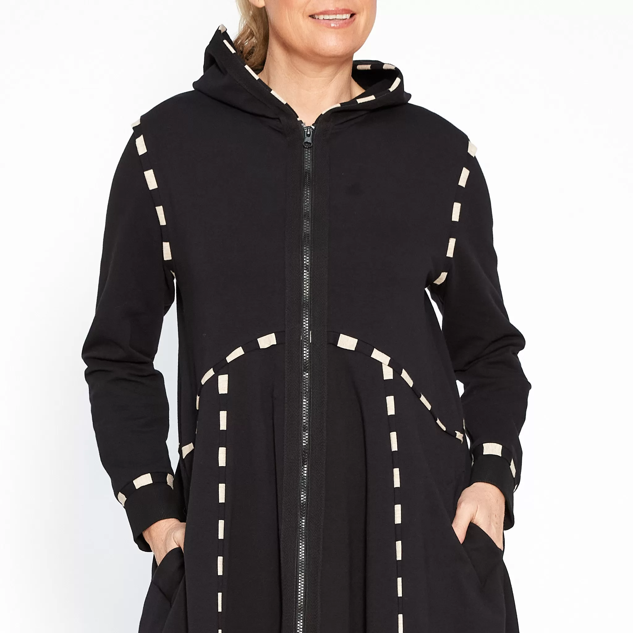 Archer Black Coat with Stripe