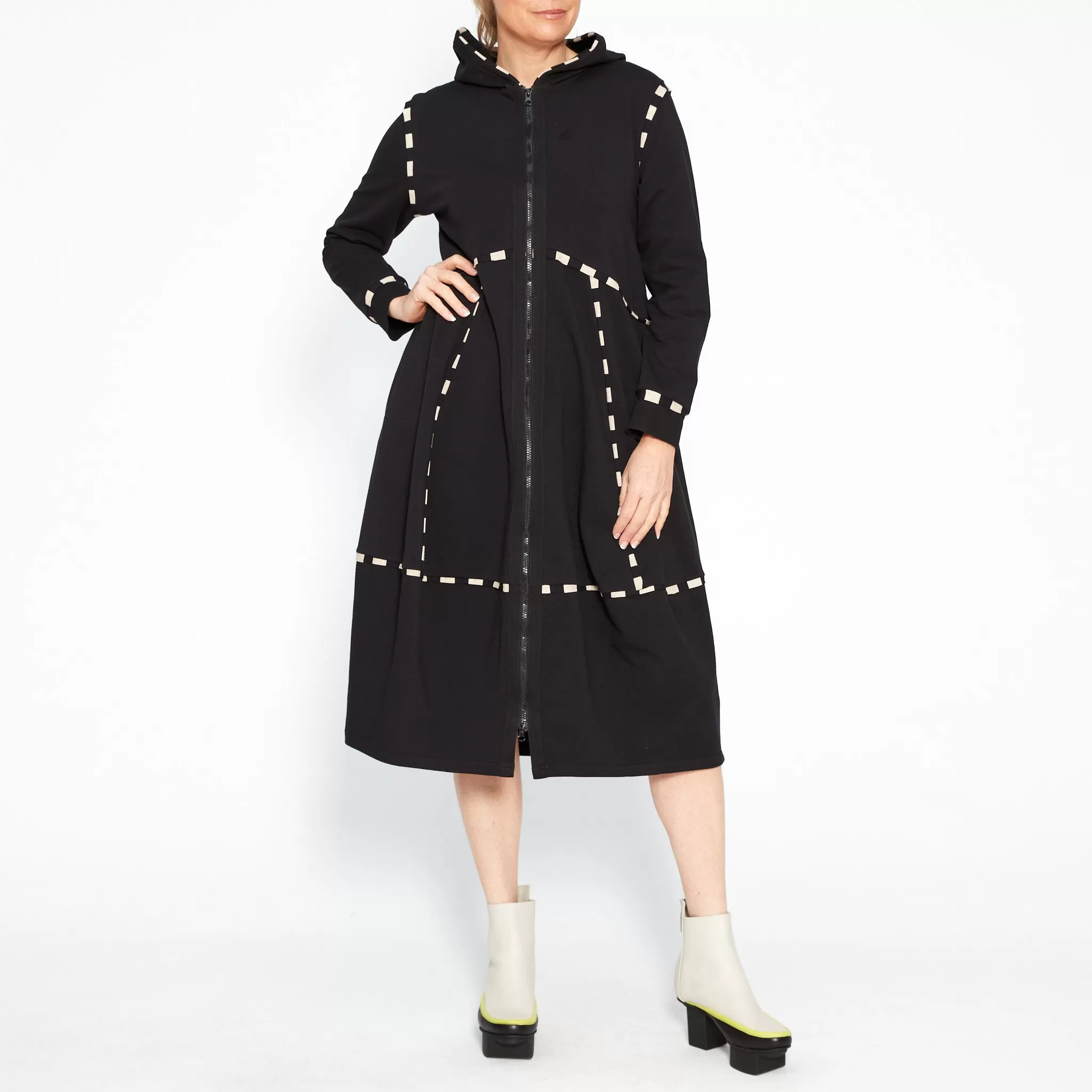 Archer Black Coat with Stripe