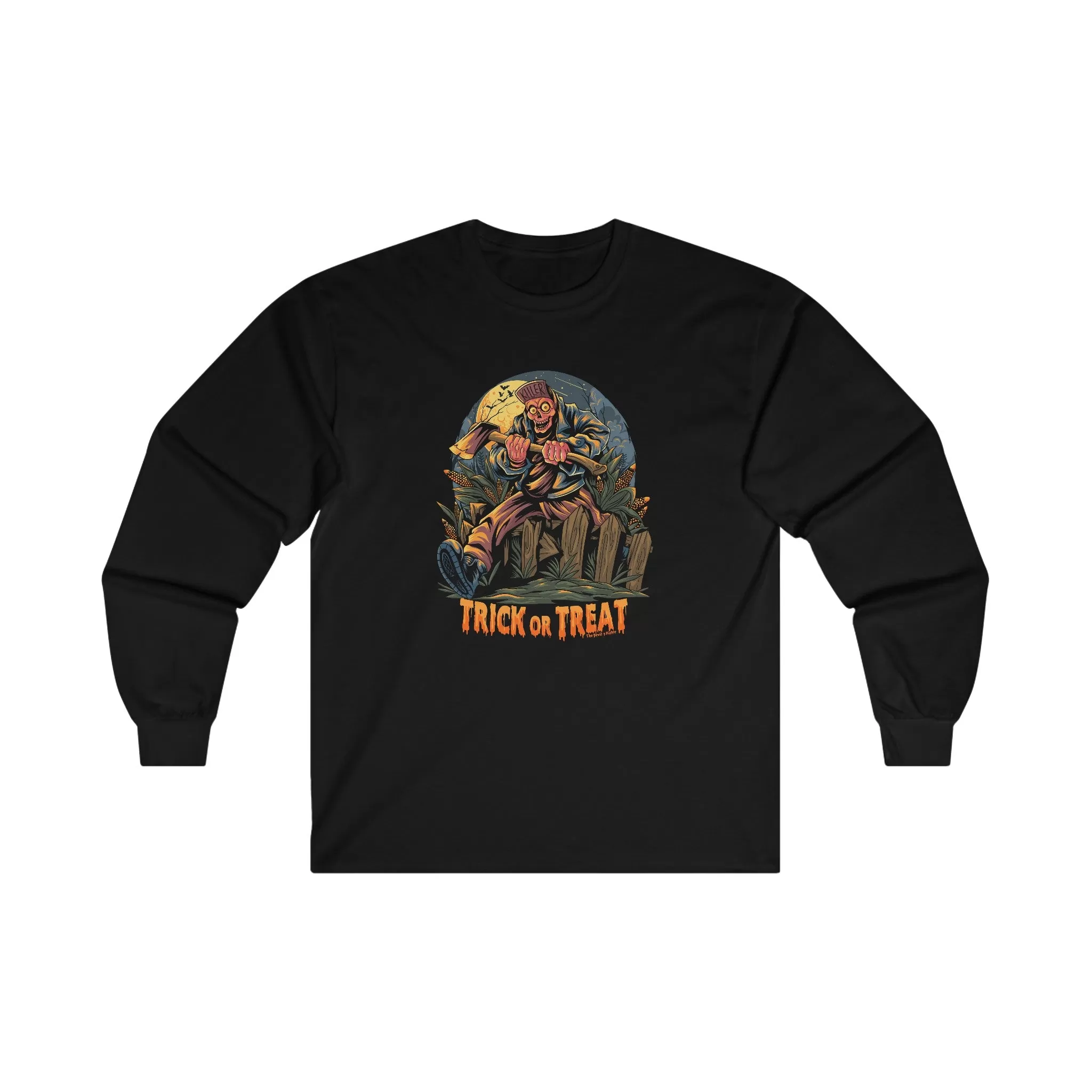 Axe Wielding Zombie Trick or Treat Long Sleeve Tee