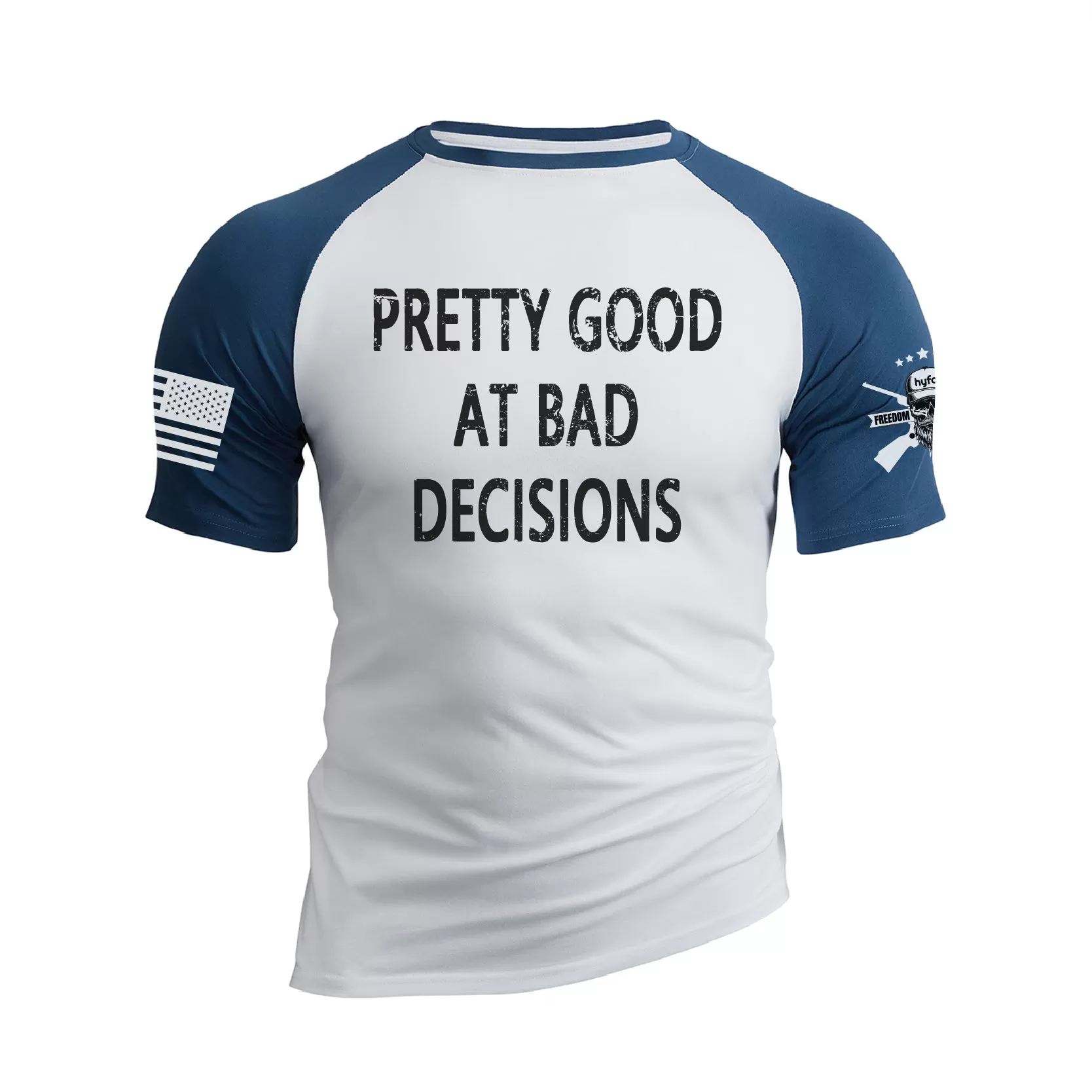 BAD DECISIONS 100% COTTON RAGLAN GRAPHIC TEE