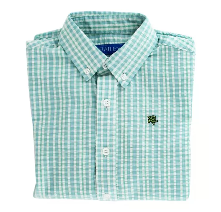 Bailey Boys Button Down Shirt, Peacock Seersucker