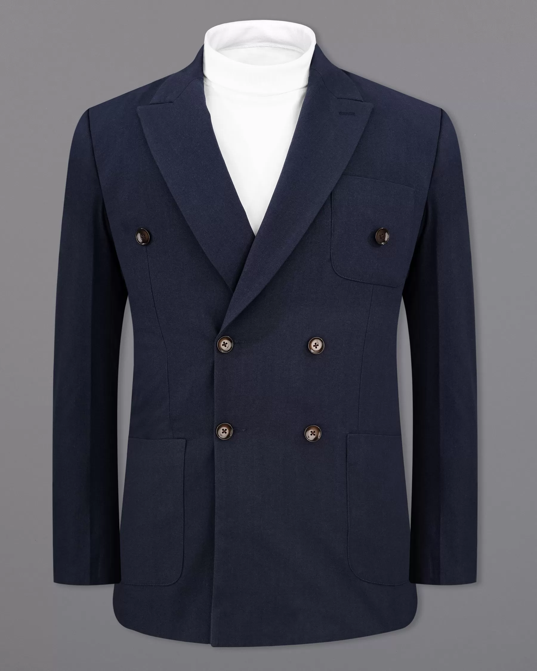 Baltic Navy Blue Wool Rich Double Breasted Sports Blazer