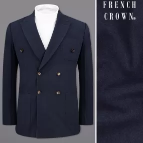 Baltic Navy Blue Wool Rich Double Breasted Sports Blazer