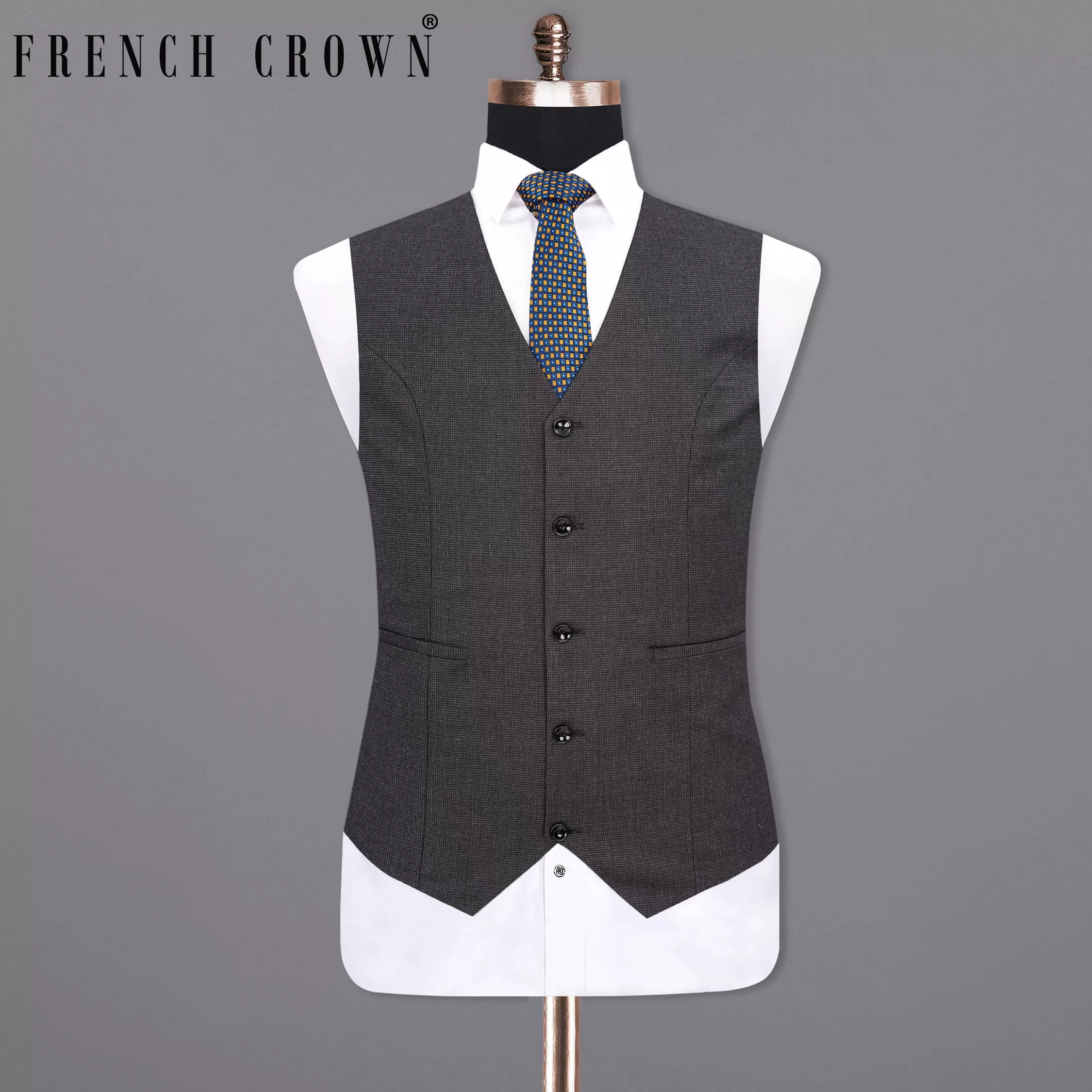 Baltic Sea Grey Textured Waistcoat