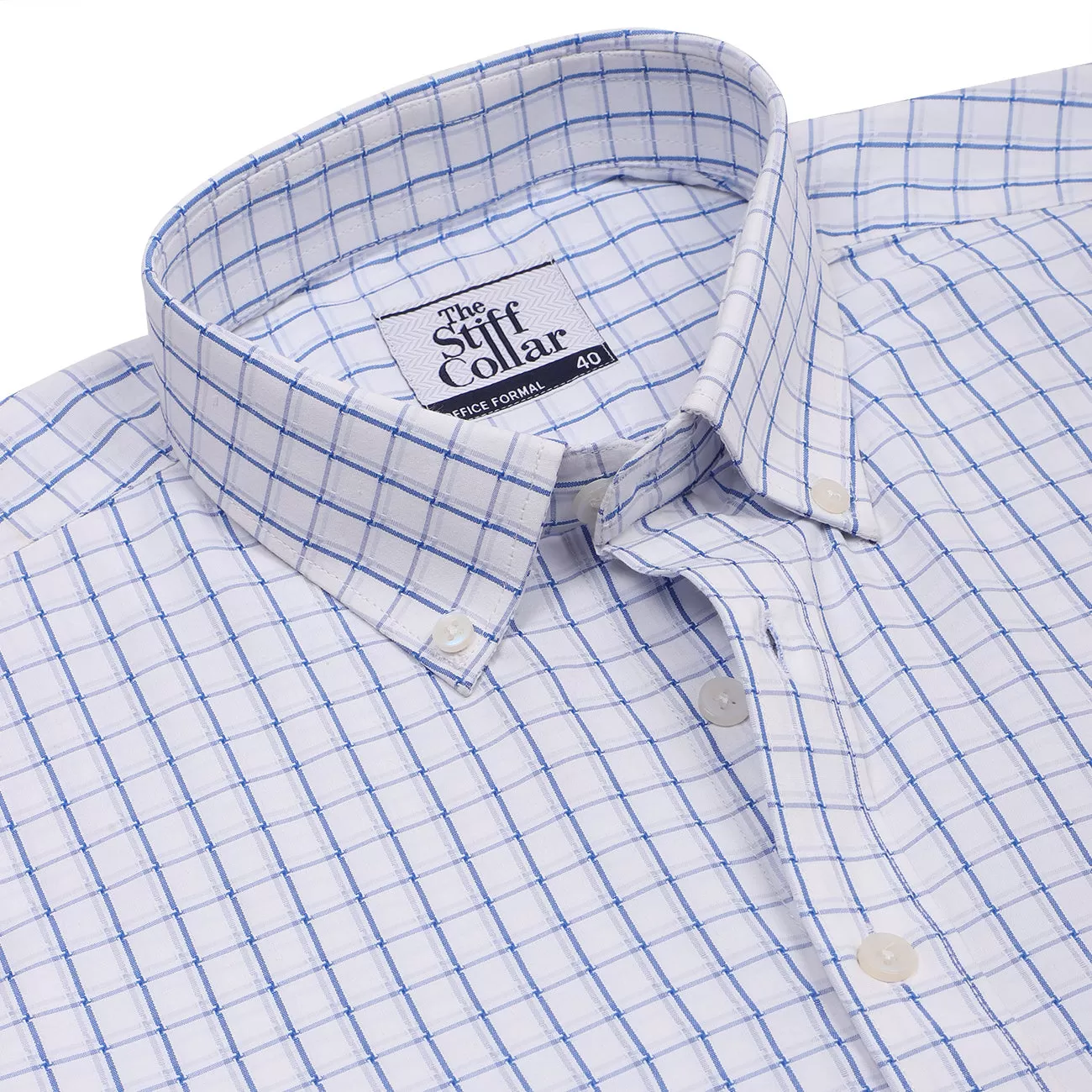 Barboni Blue Checks Button Down Non Iron Shirt