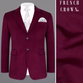 Barossa Maroon Single Breasted Velvet Designer Blazer