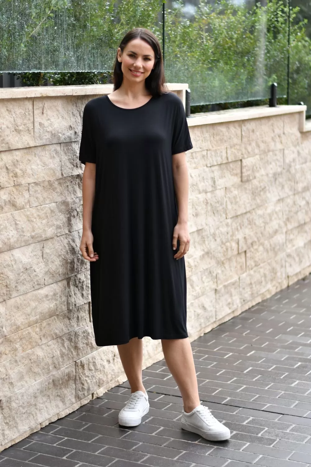 Basic Pocket Jersey Dress | Black