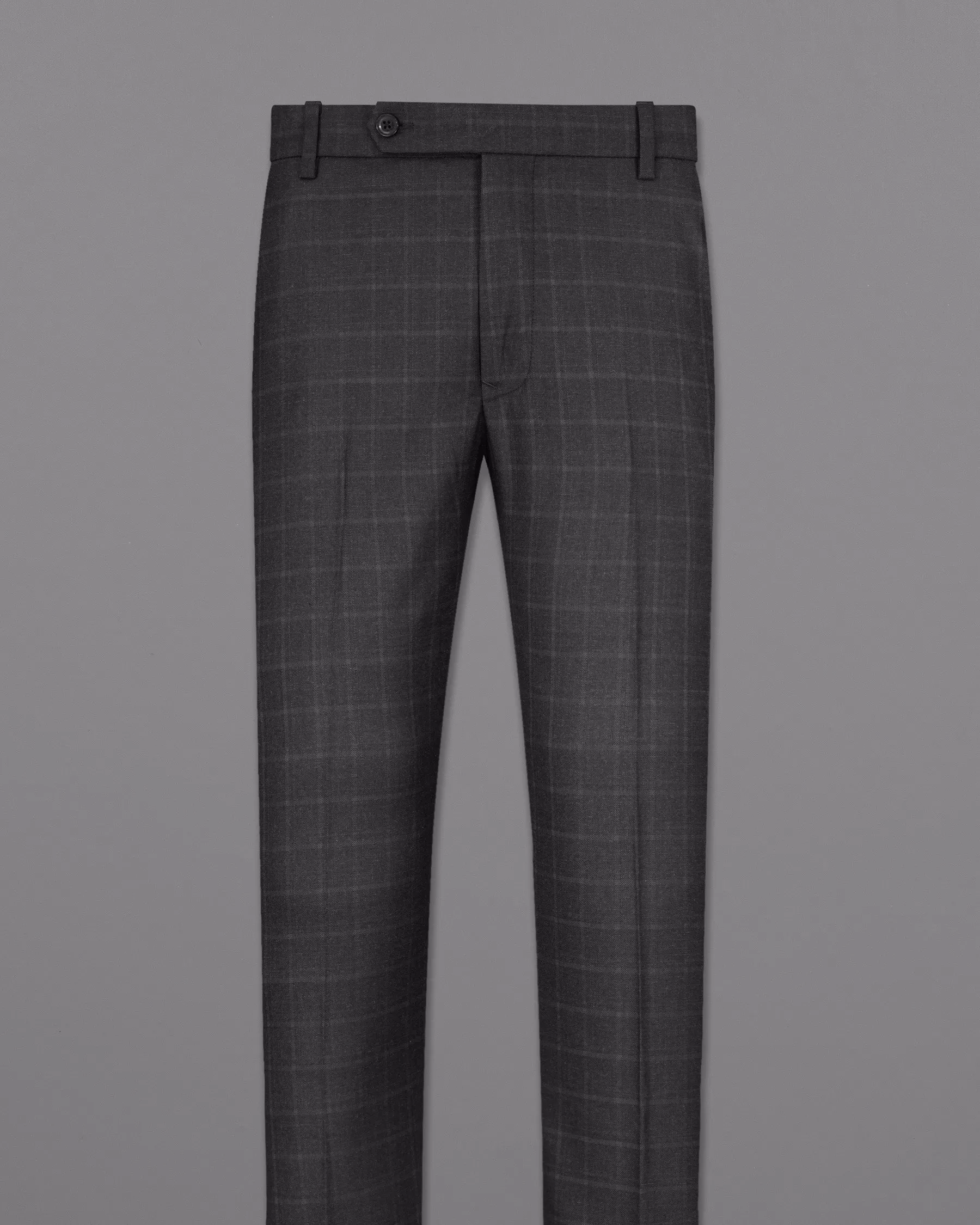 Bastille Light Black Windowpane Cross Placket Bandhgala Suit