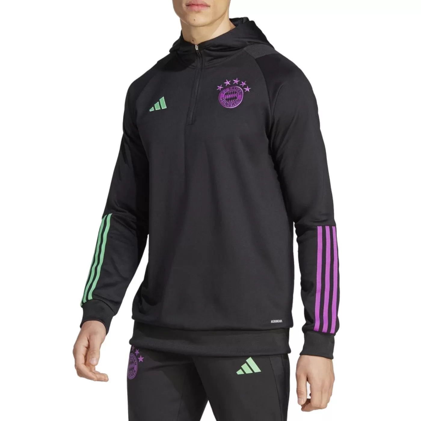 Bayern Munich black hooded training technical tracksuit 2023/24 - Adidas