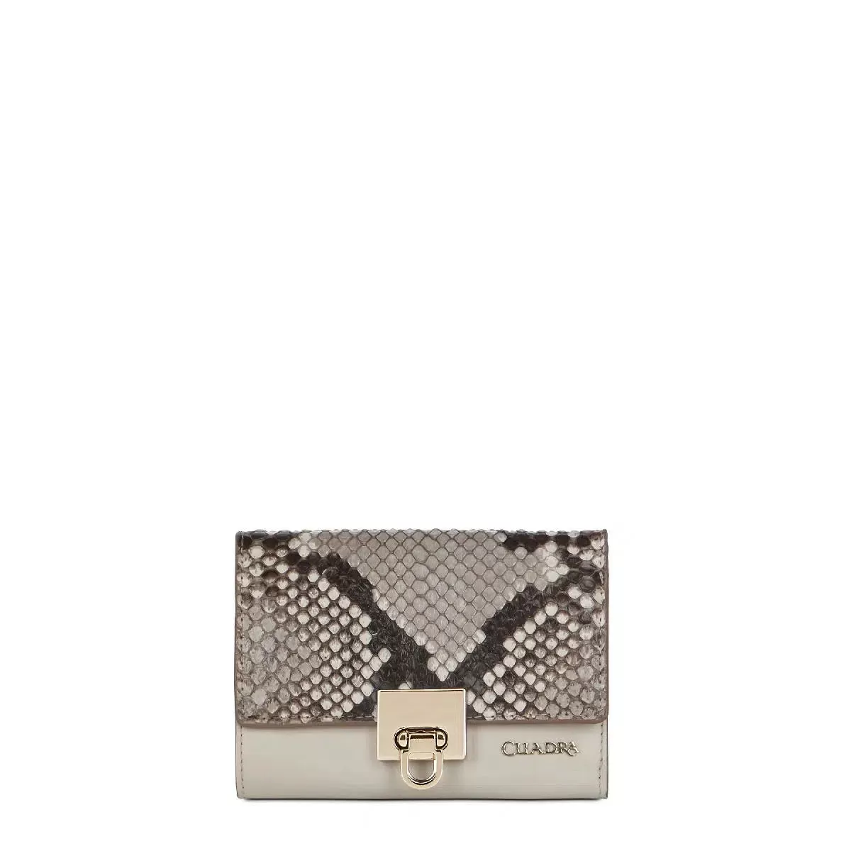 BD197PI - Cuadra  grey small fashion woven pyhon tri fold wallet for women