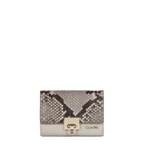 BD197PI - Cuadra  grey small fashion woven pyhon tri fold wallet for women