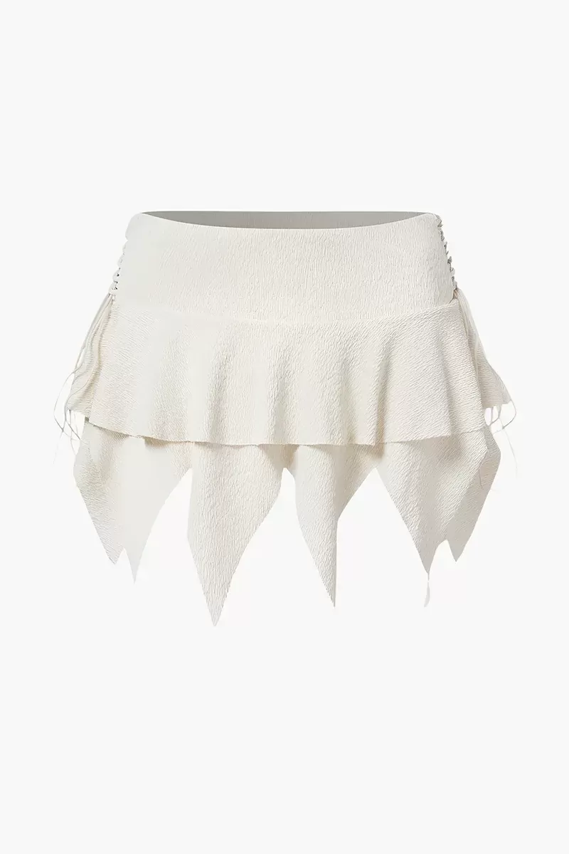 Beige Crepe Mini Skirt