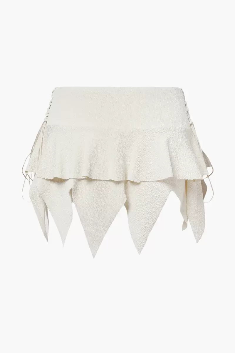 Beige Crepe Mini Skirt