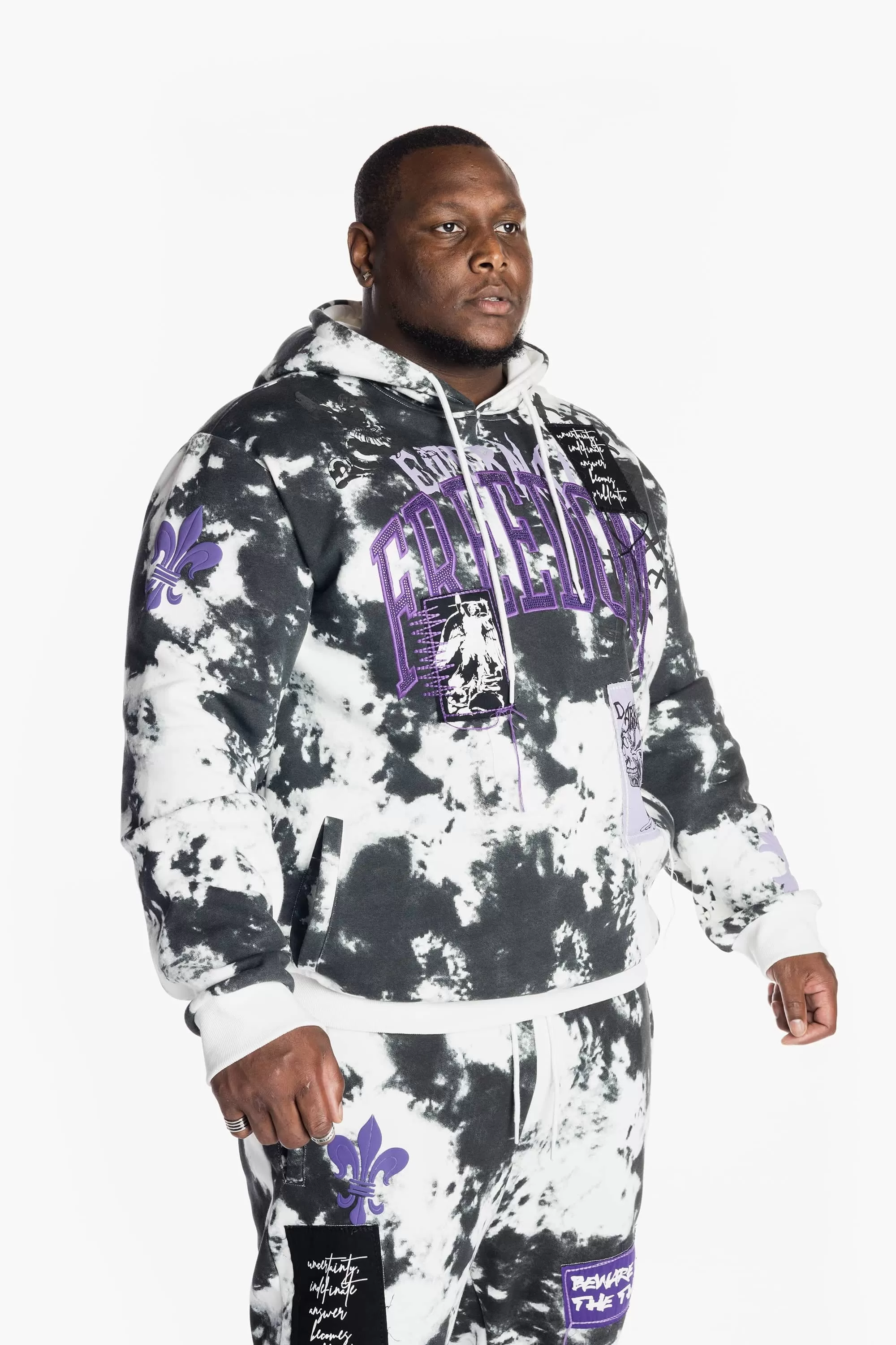 Big and Tall Tie-Dye Fashion Hoodie - Cloud Black