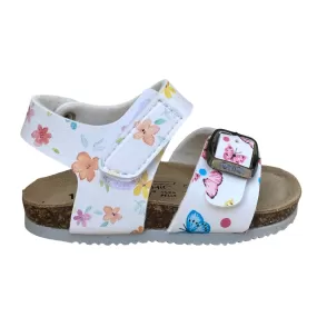 Biochic girl's sandal with adjustable buckle and ankle strap with arched footbed BC66478b white